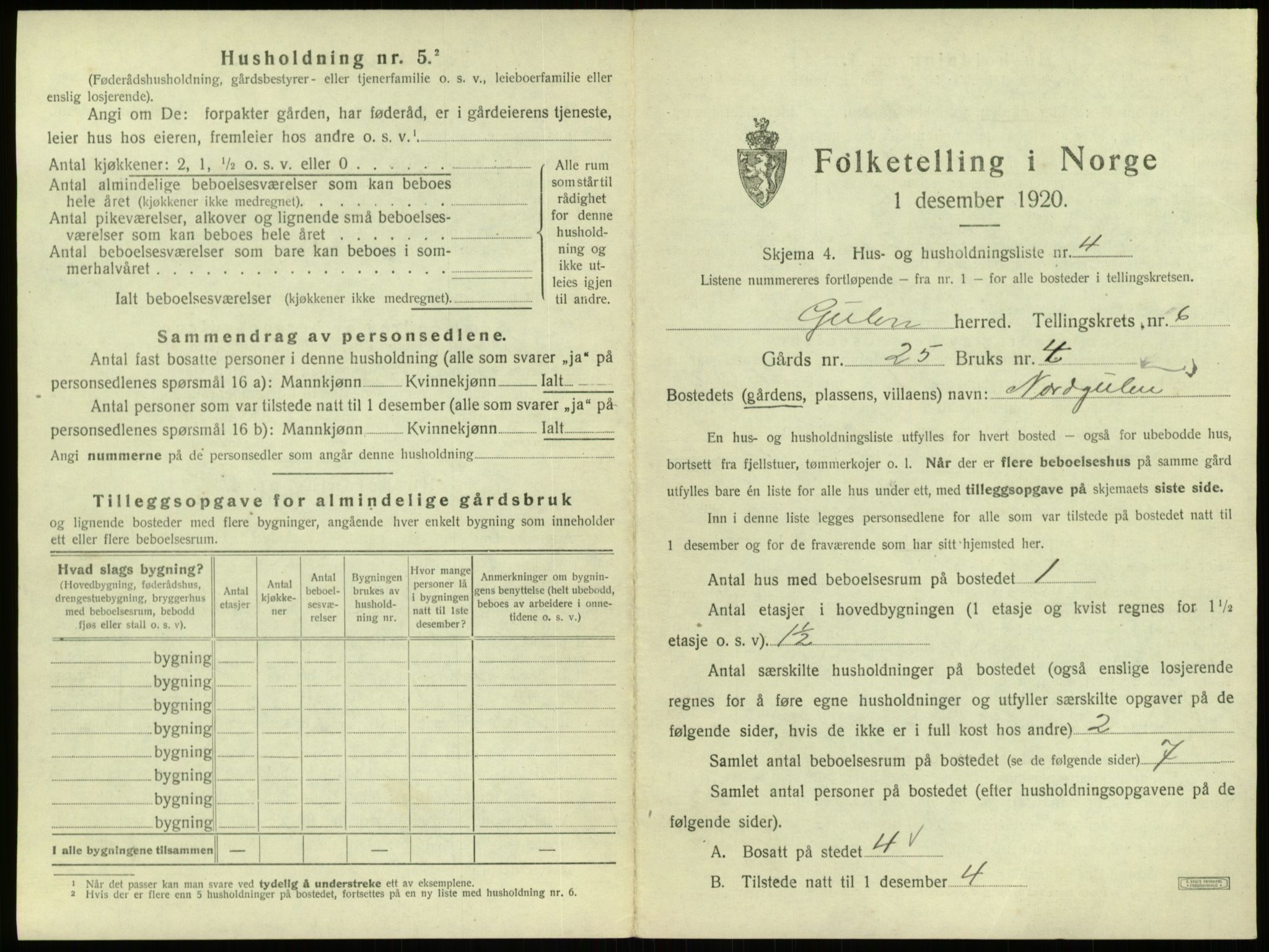 SAB, 1920 census for Gulen, 1920, p. 331