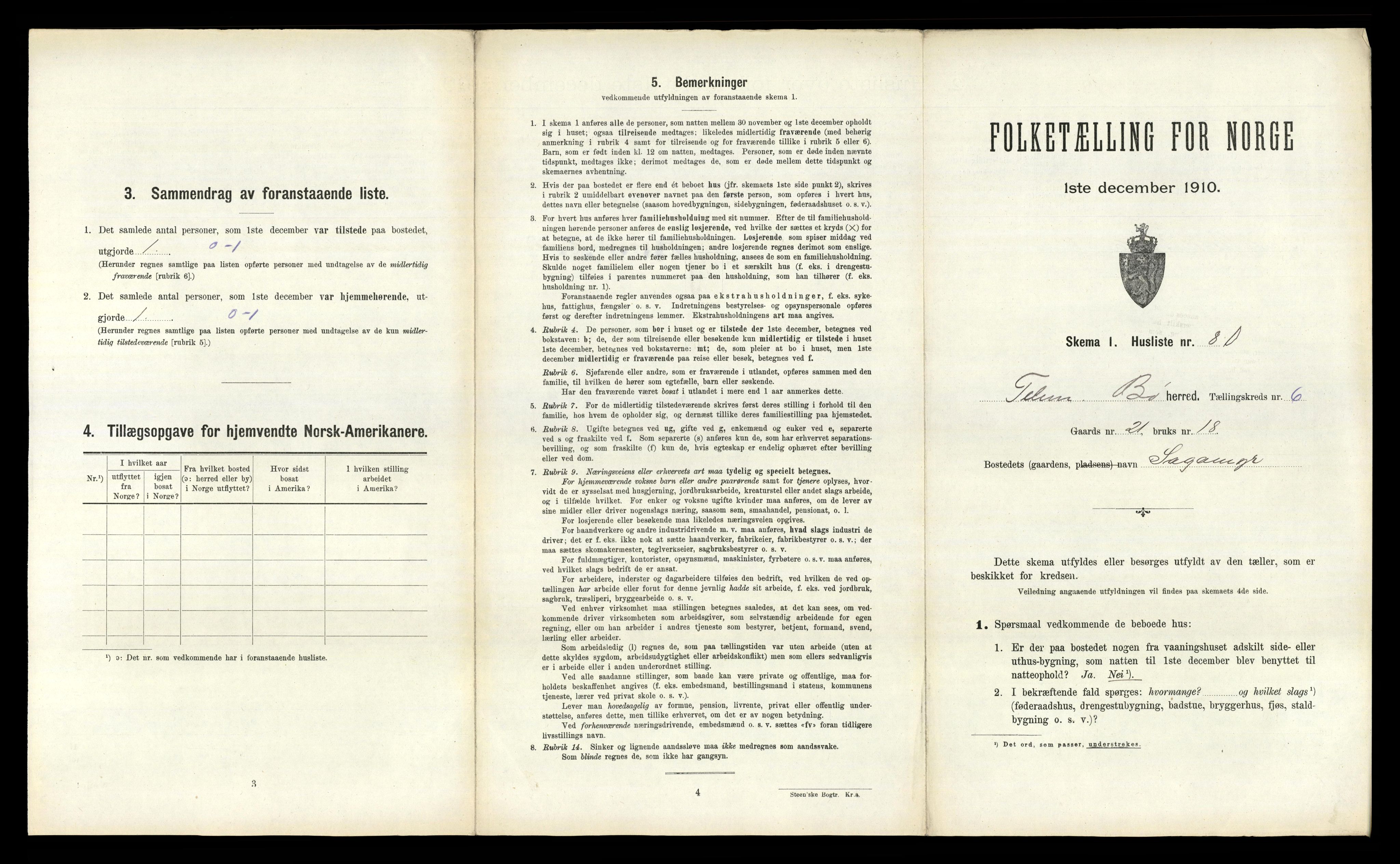 RA, 1910 census for Bø, 1910, p. 823