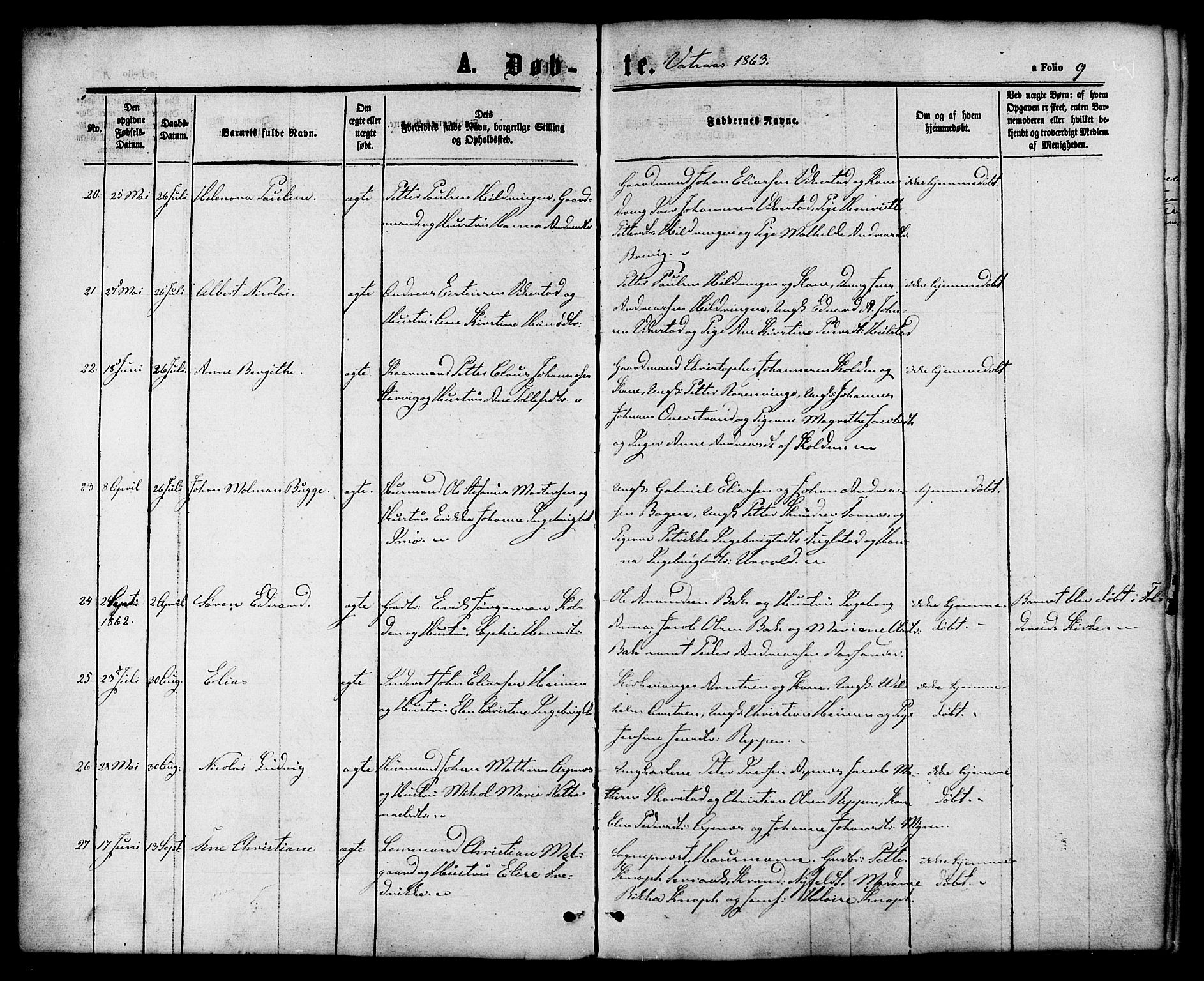 Ministerialprotokoller, klokkerbøker og fødselsregistre - Nordland, AV/SAT-A-1459/810/L0146: Parish register (official) no. 810A08 /1, 1862-1874, p. 9