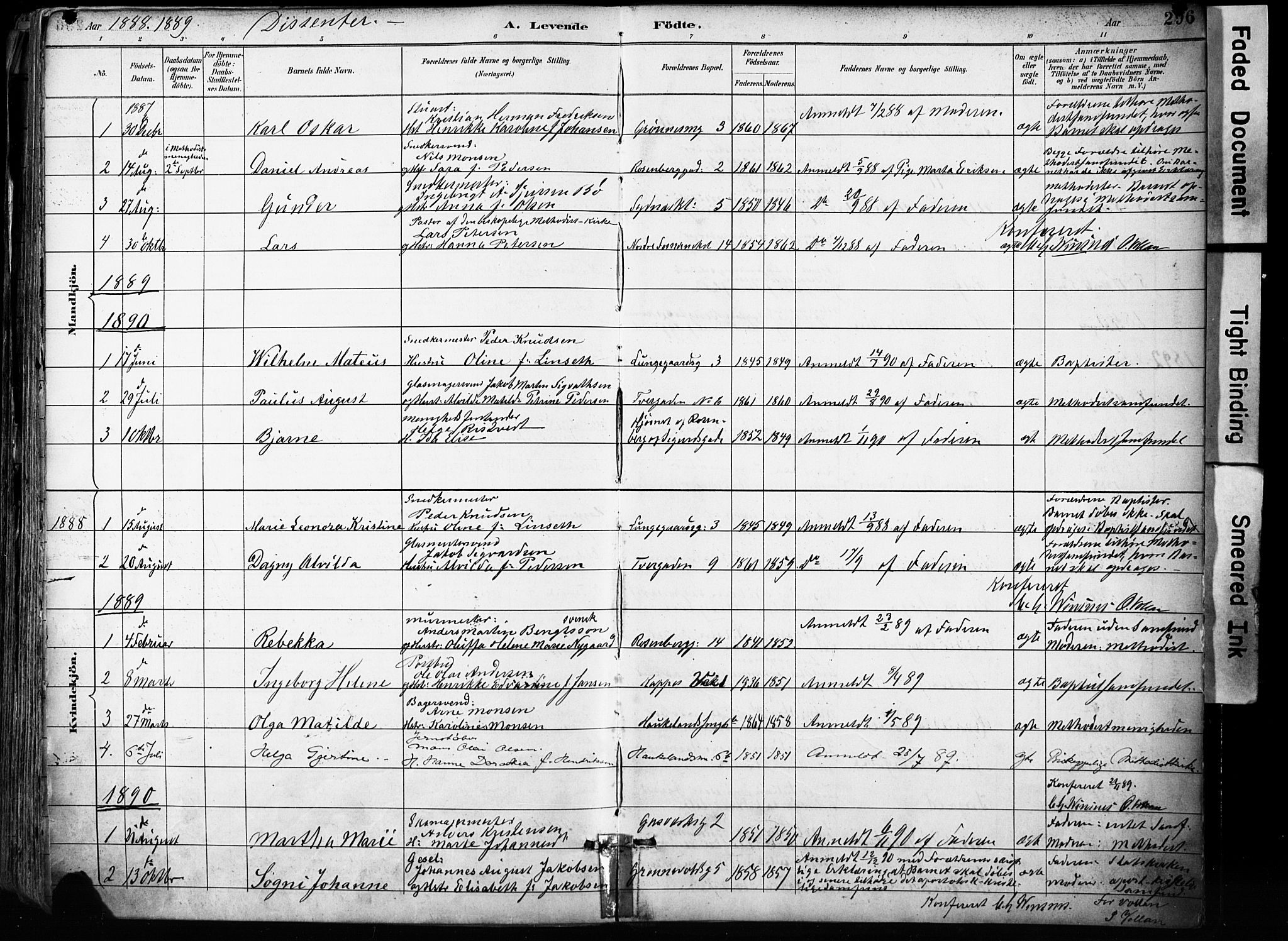 Domkirken sokneprestembete, SAB/A-74801/H/Haa/L0024: Parish register (official) no. B 7, 1888-1903, p. 296