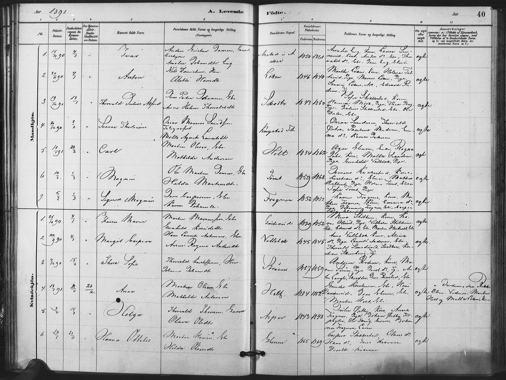 Kråkstad prestekontor Kirkebøker, AV/SAO-A-10125a/F/Fa/L0009: Parish register (official) no. I 9, 1880-1892, p. 40