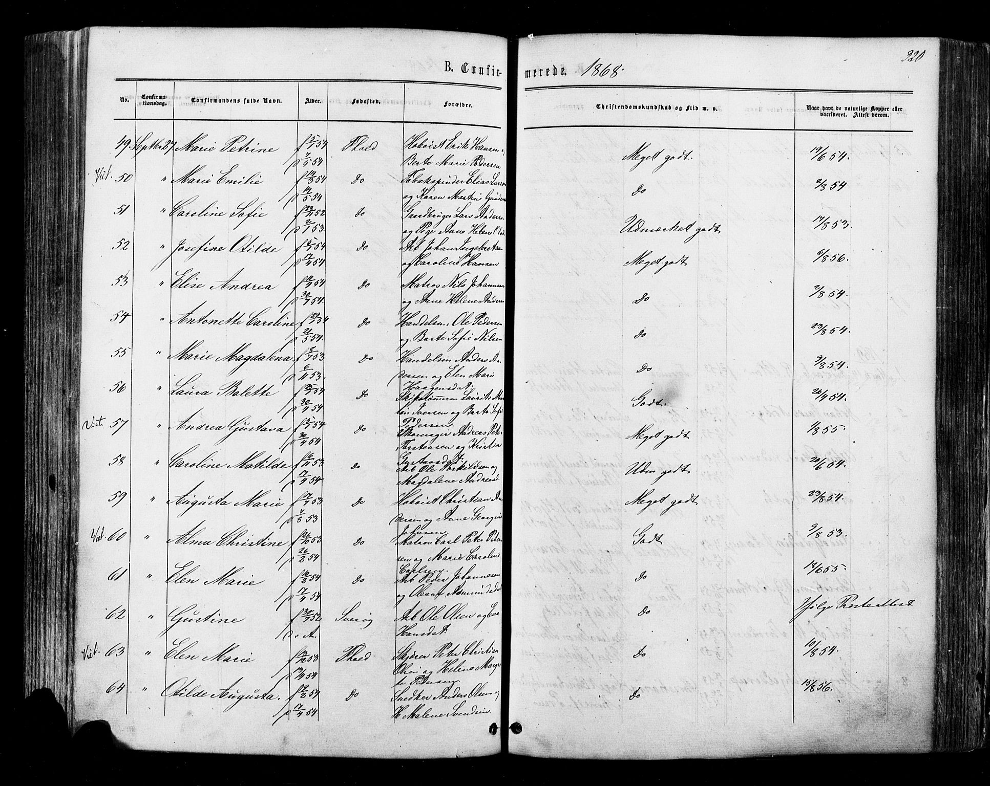 Halden prestekontor Kirkebøker, AV/SAO-A-10909/F/Fa/L0009: Parish register (official) no. I 9, 1866-1877, p. 320