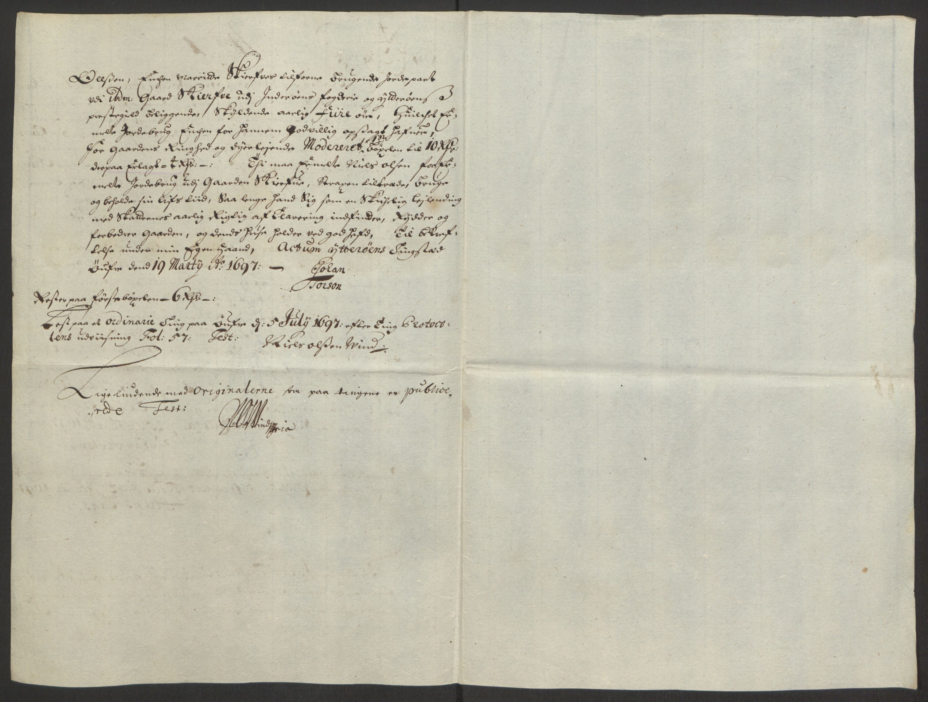 Rentekammeret inntil 1814, Reviderte regnskaper, Fogderegnskap, AV/RA-EA-4092/R63/L4309: Fogderegnskap Inderøy, 1695-1697, p. 495