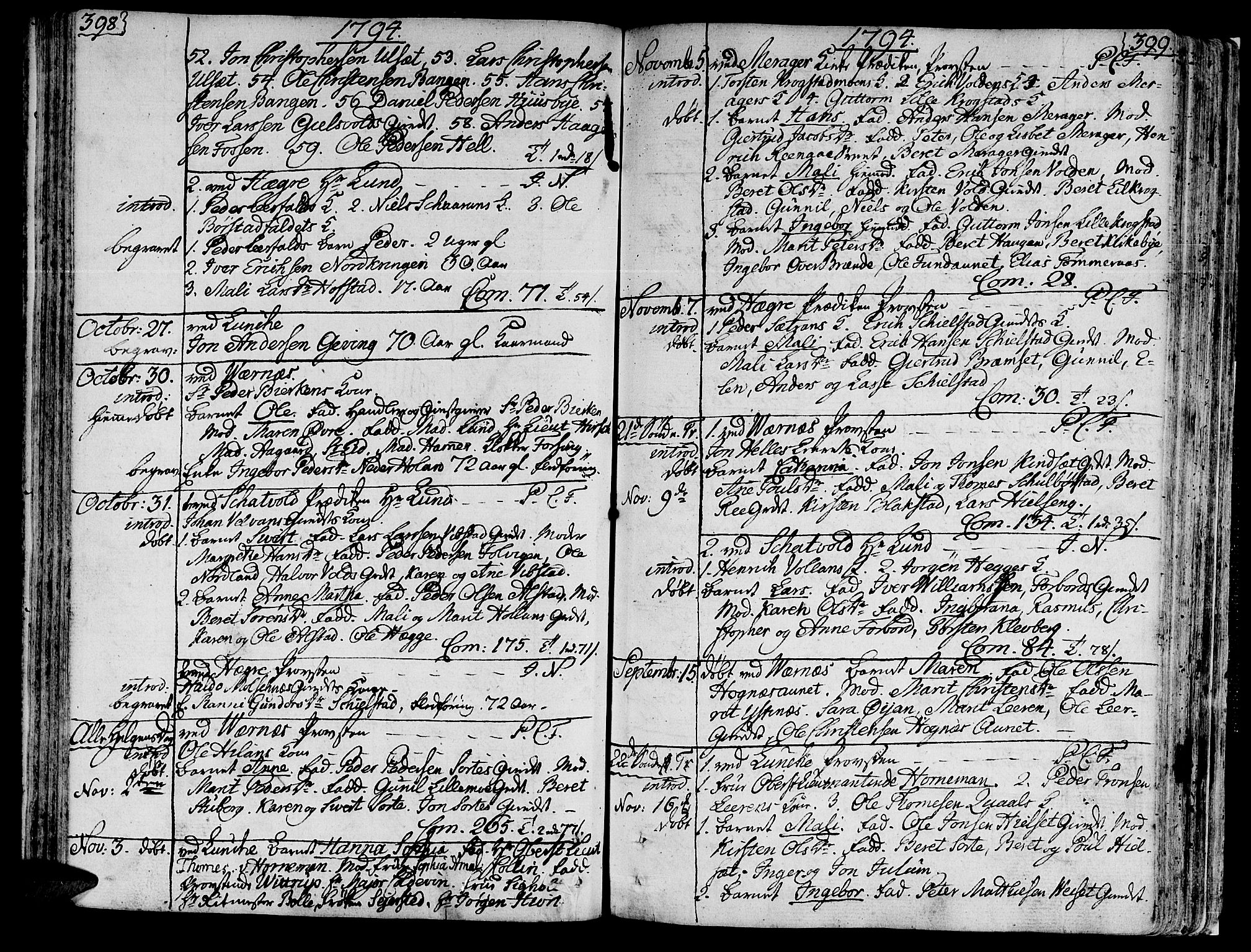 Ministerialprotokoller, klokkerbøker og fødselsregistre - Nord-Trøndelag, SAT/A-1458/709/L0059: Parish register (official) no. 709A06, 1781-1797, p. 398-399