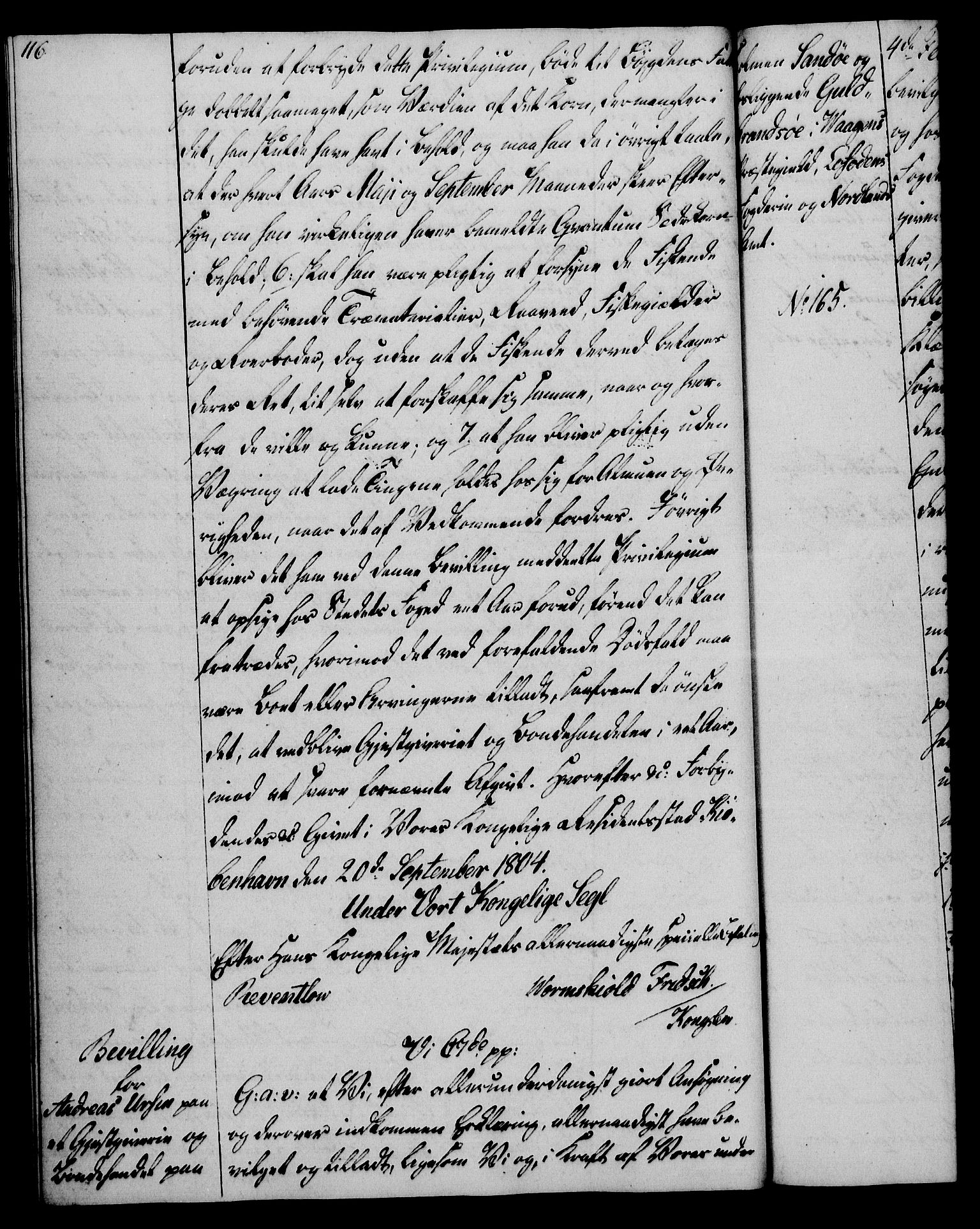 Rentekammeret, Kammerkanselliet, AV/RA-EA-3111/G/Gg/Gga/L0018: Norsk ekspedisjonsprotokoll med register (merket RK 53.18), 1804-1806, p. 116