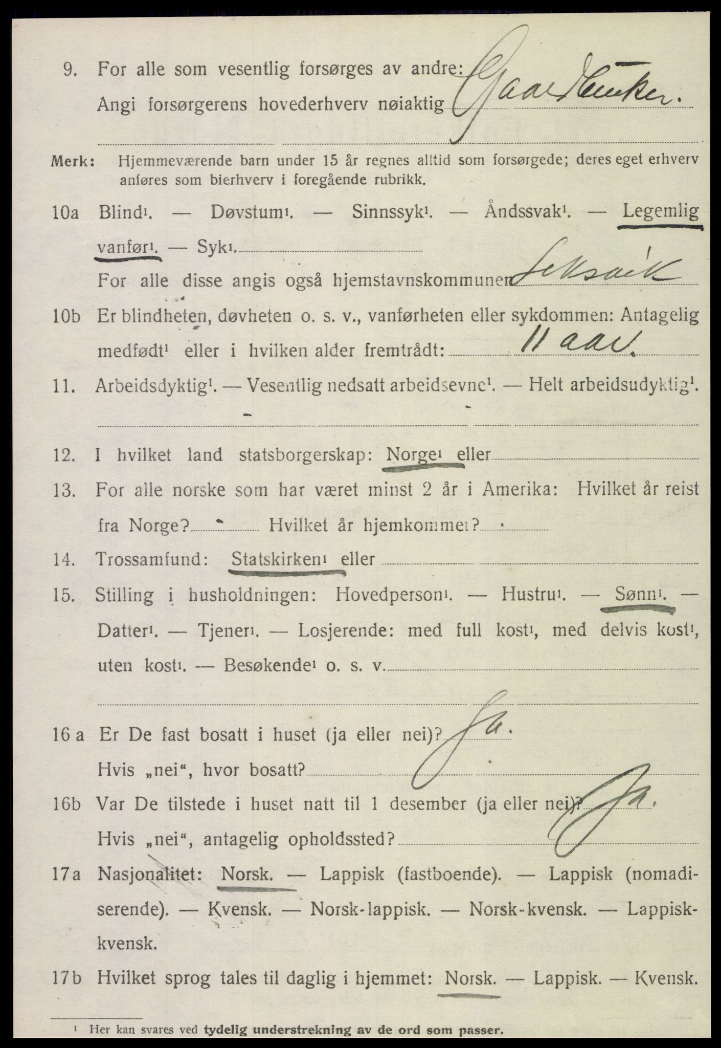SAT, 1920 census for Leksvik, 1920, p. 2193