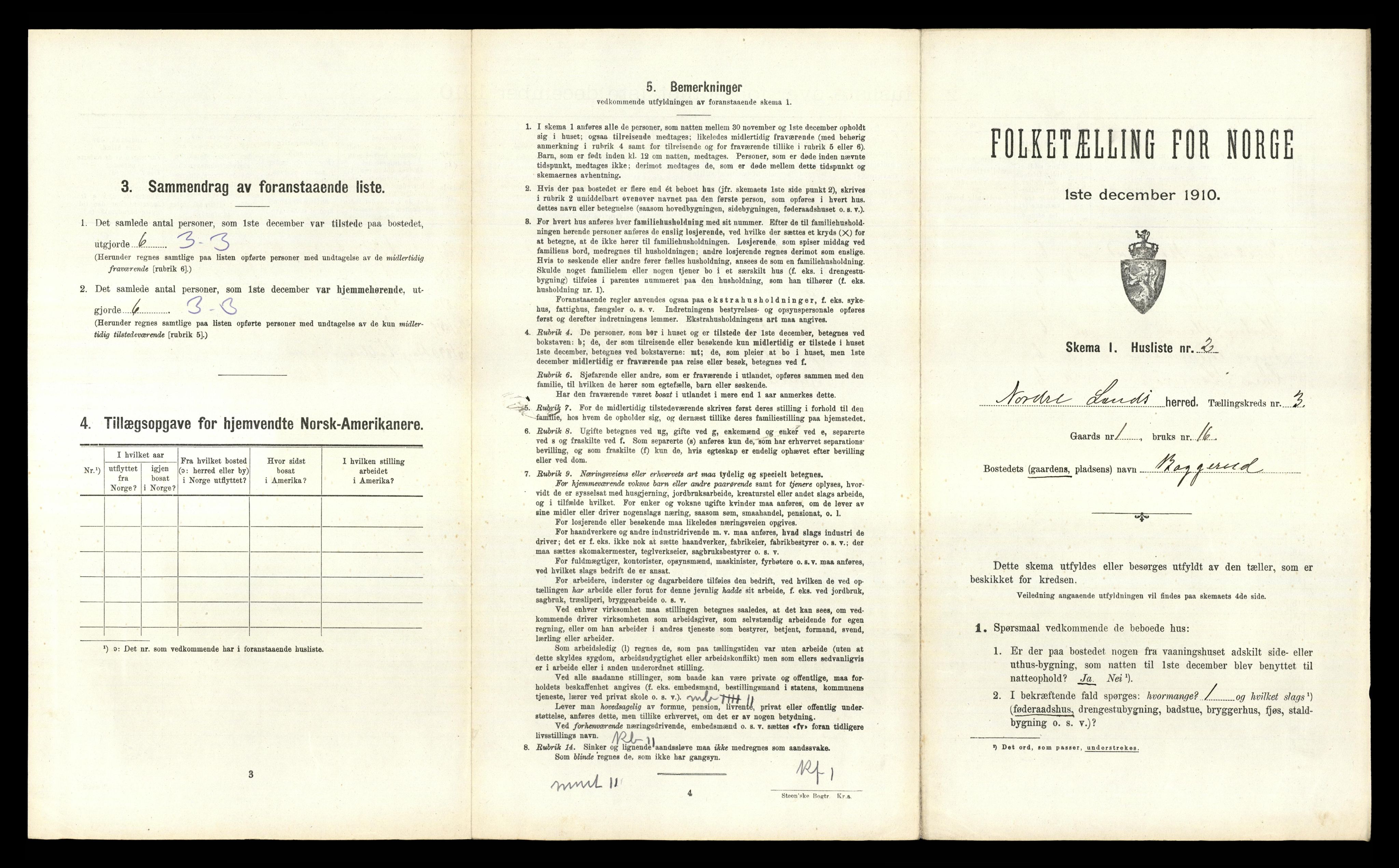 RA, 1910 census for Nordre Land, 1910, p. 275