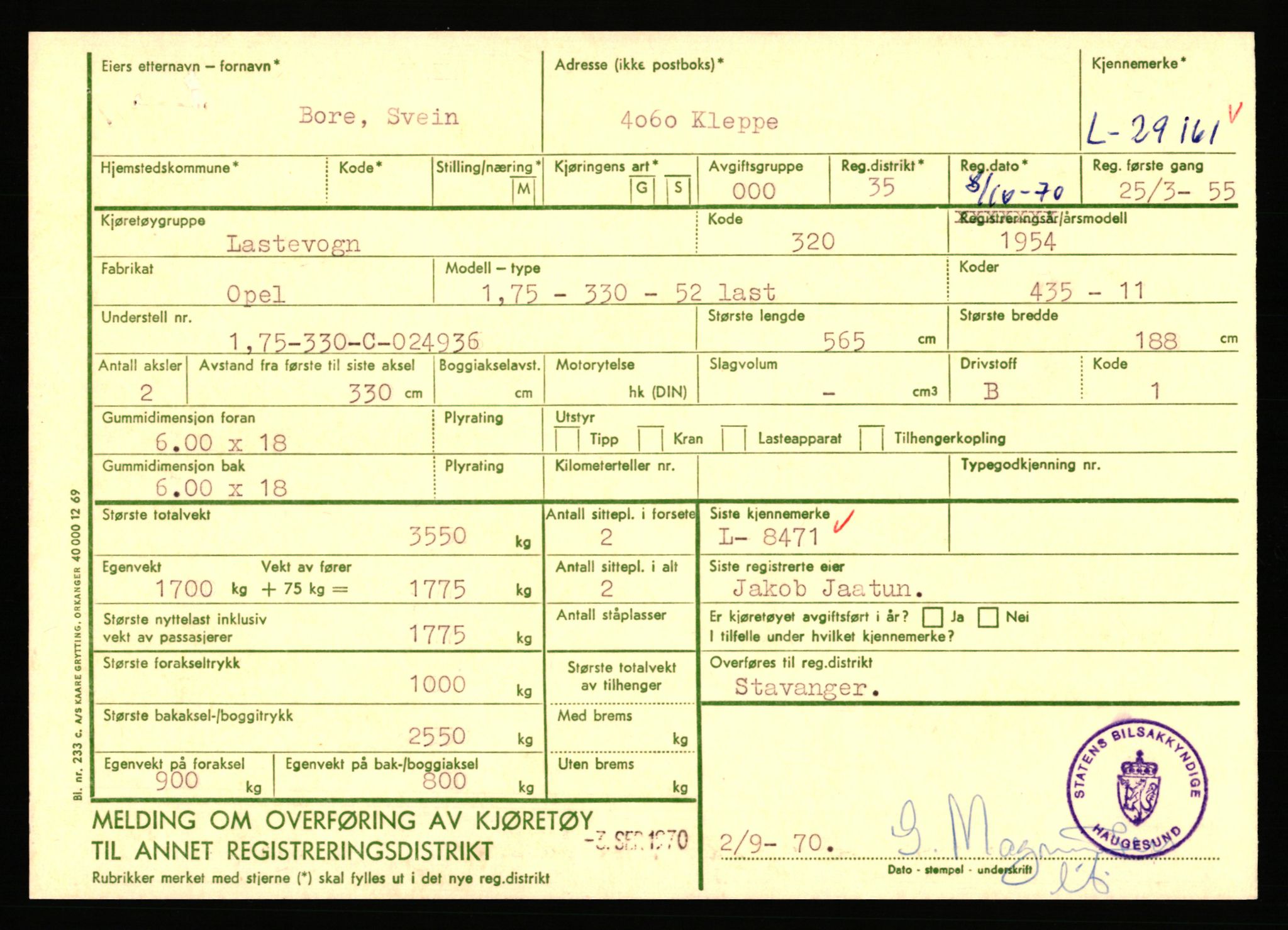 Stavanger trafikkstasjon, AV/SAST-A-101942/0/F/L0048: L-29100 - L-29899, 1930-1971, p. 157