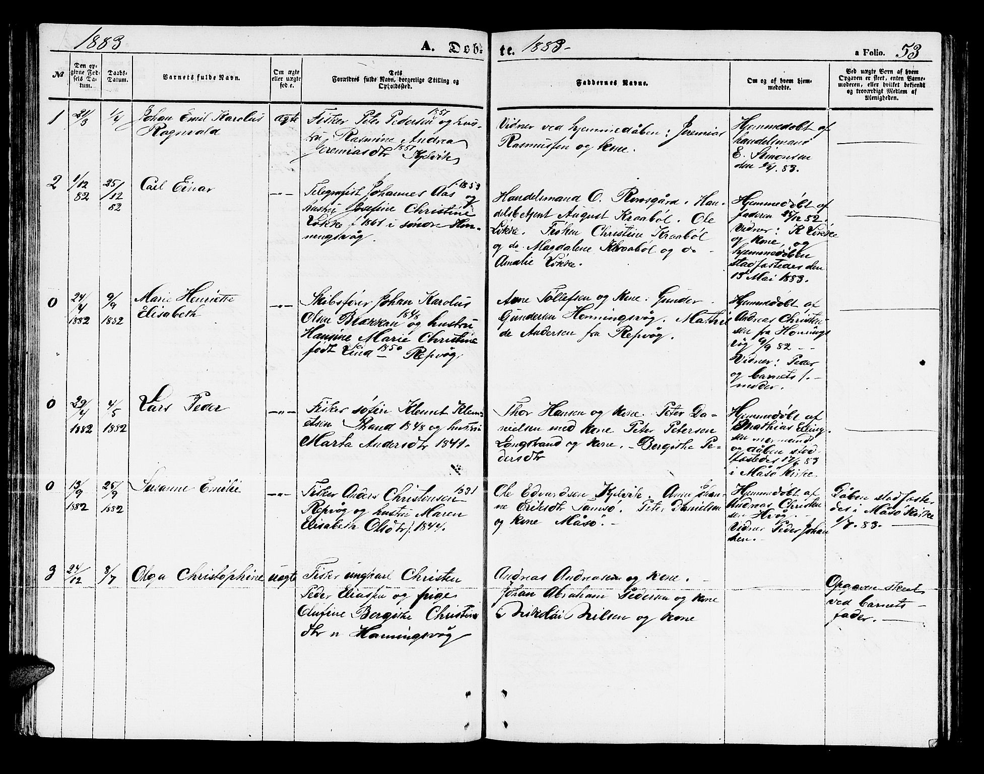Måsøy sokneprestkontor, AV/SATØ-S-1348/H/Hb/L0003klokker: Parish register (copy) no. 3, 1861-1886, p. 53
