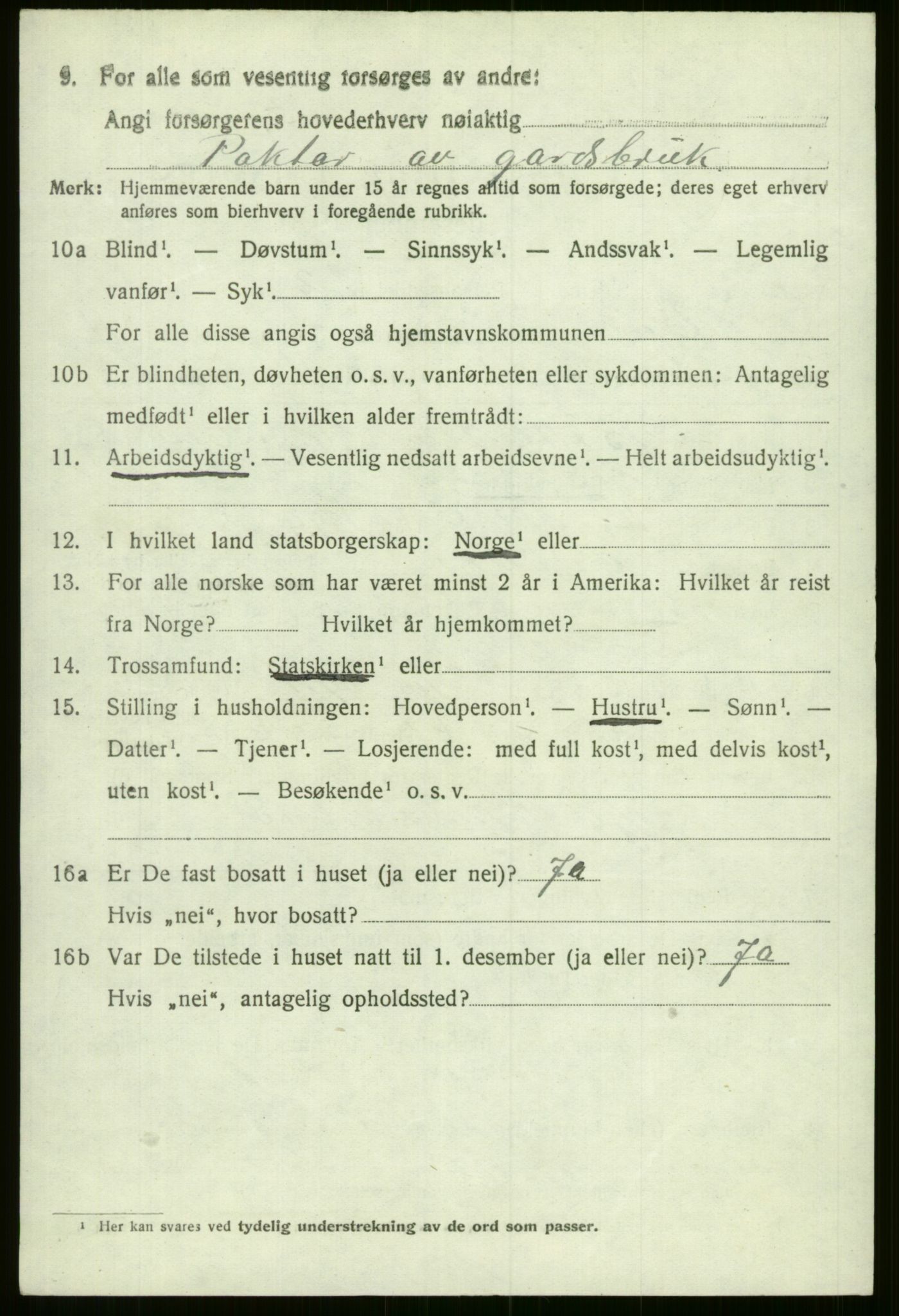 SAB, 1920 census for Evanger, 1920, p. 3566