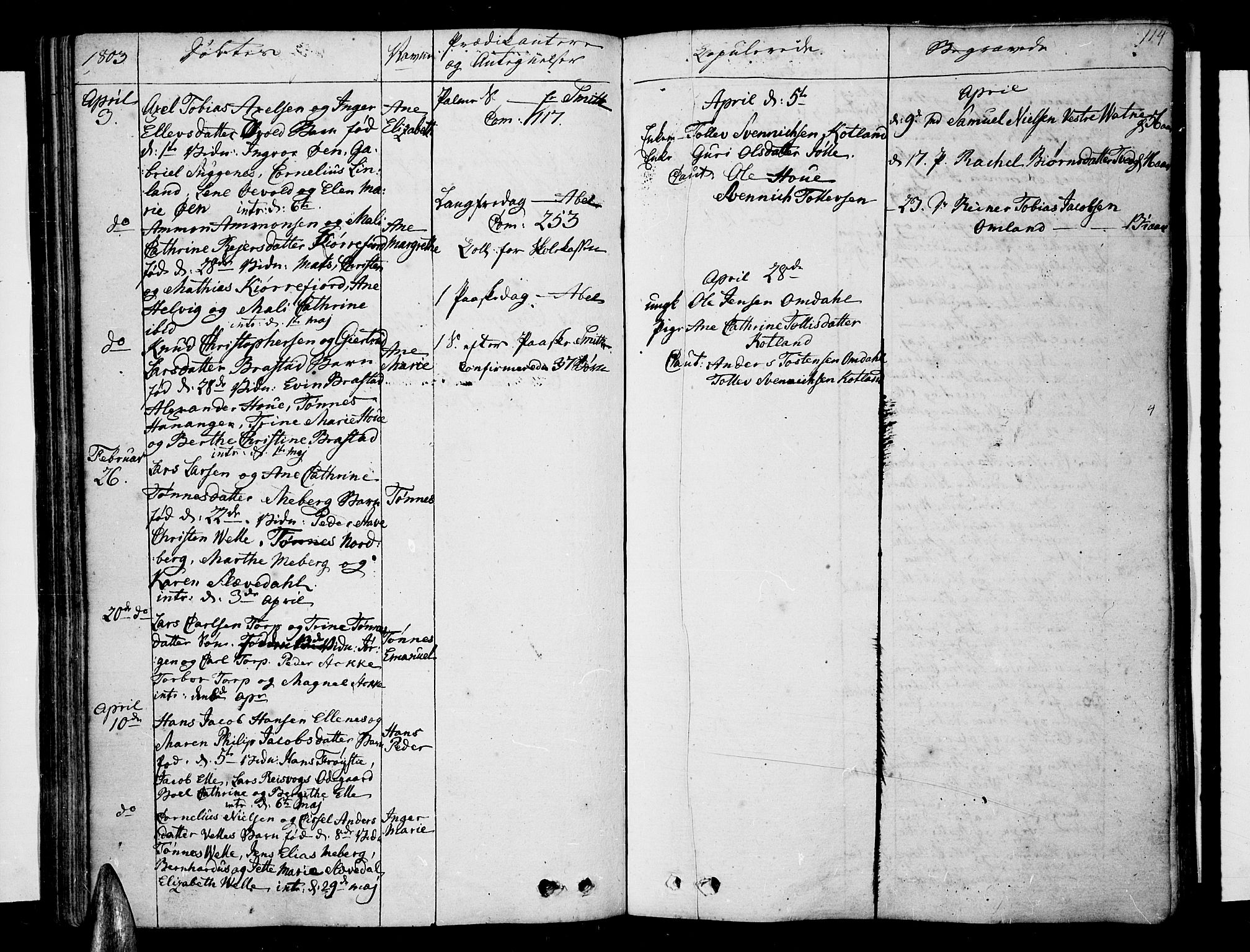 Lista sokneprestkontor, AV/SAK-1111-0027/F/Fa/L0005: Parish register (official) no. A 5, 1795-1823, p. 114