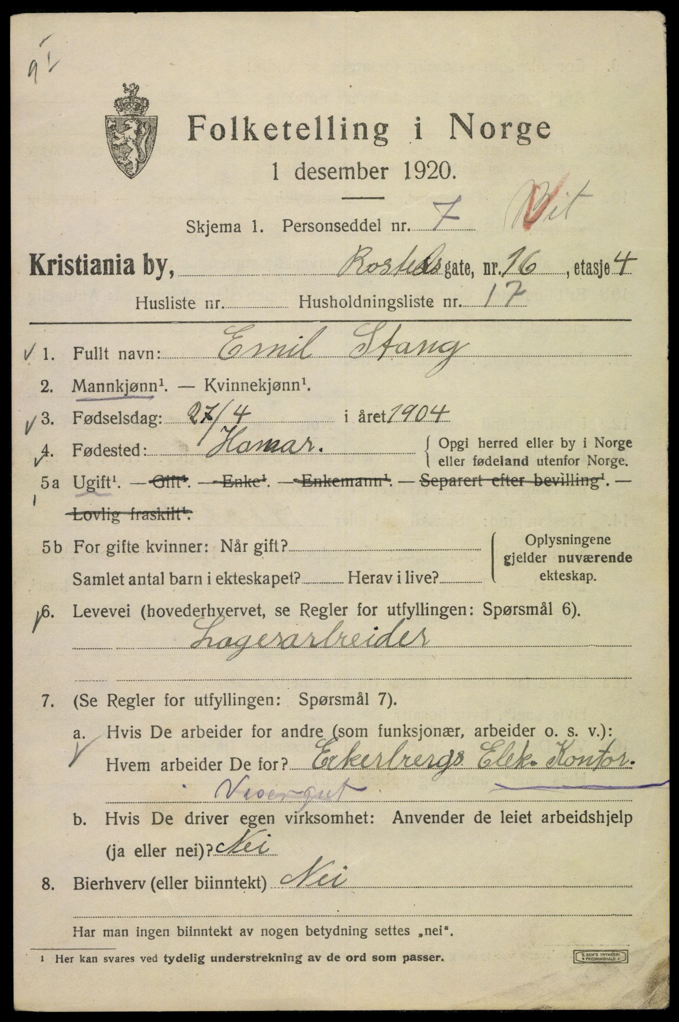 SAO, 1920 census for Kristiania, 1920, p. 469351