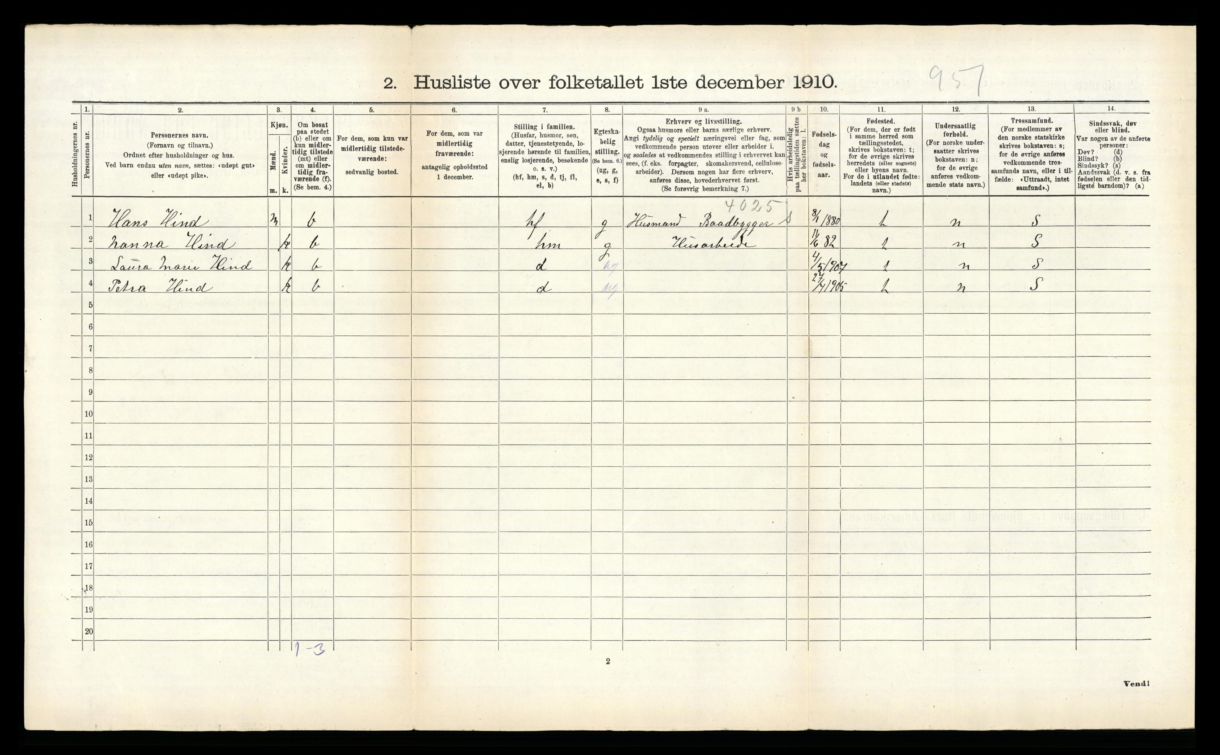 RA, 1910 census for Hemnes, 1910, p. 443