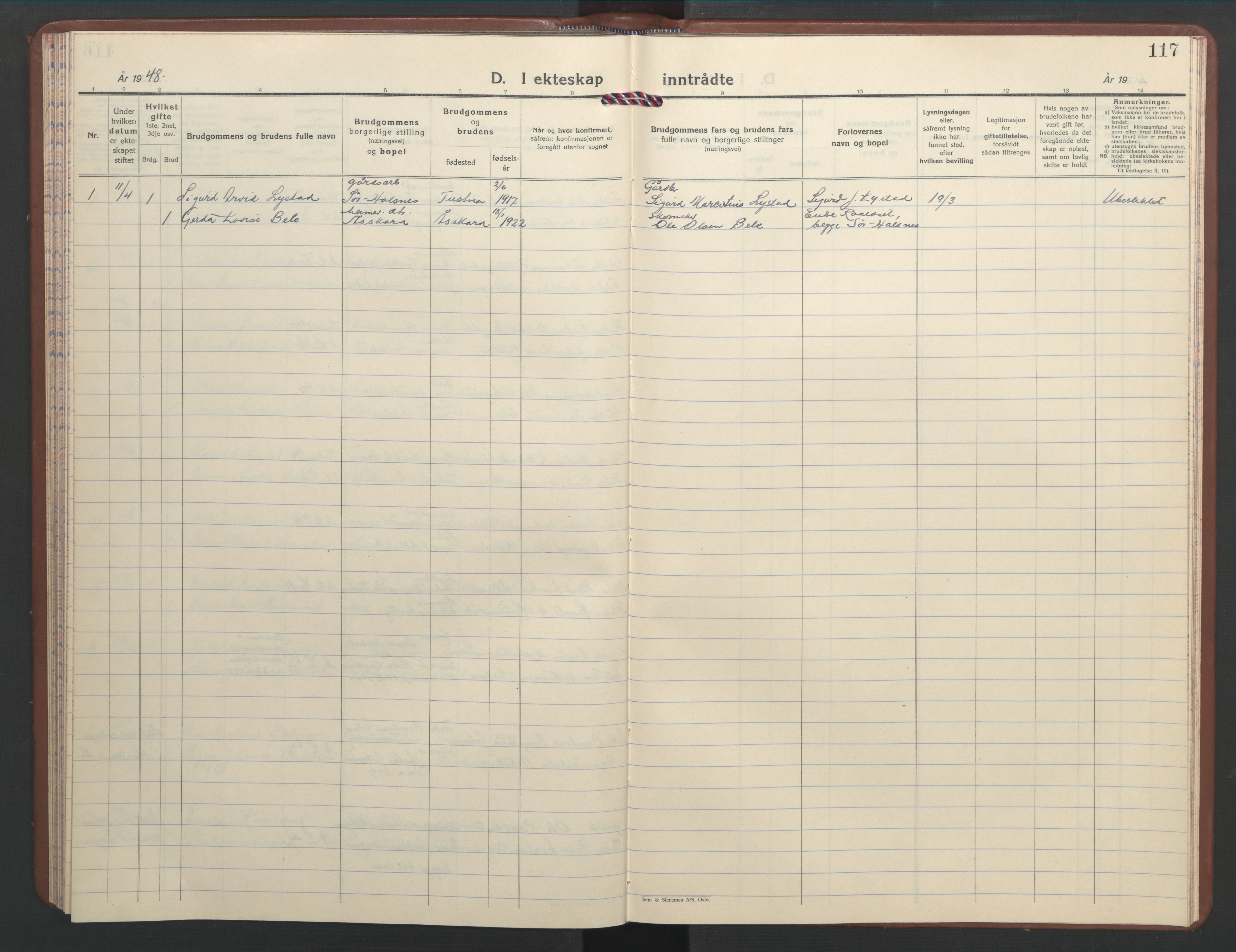 Ministerialprotokoller, klokkerbøker og fødselsregistre - Møre og Romsdal, AV/SAT-A-1454/577/L0898: Parish register (copy) no. 577C02, 1939-1948, p. 117