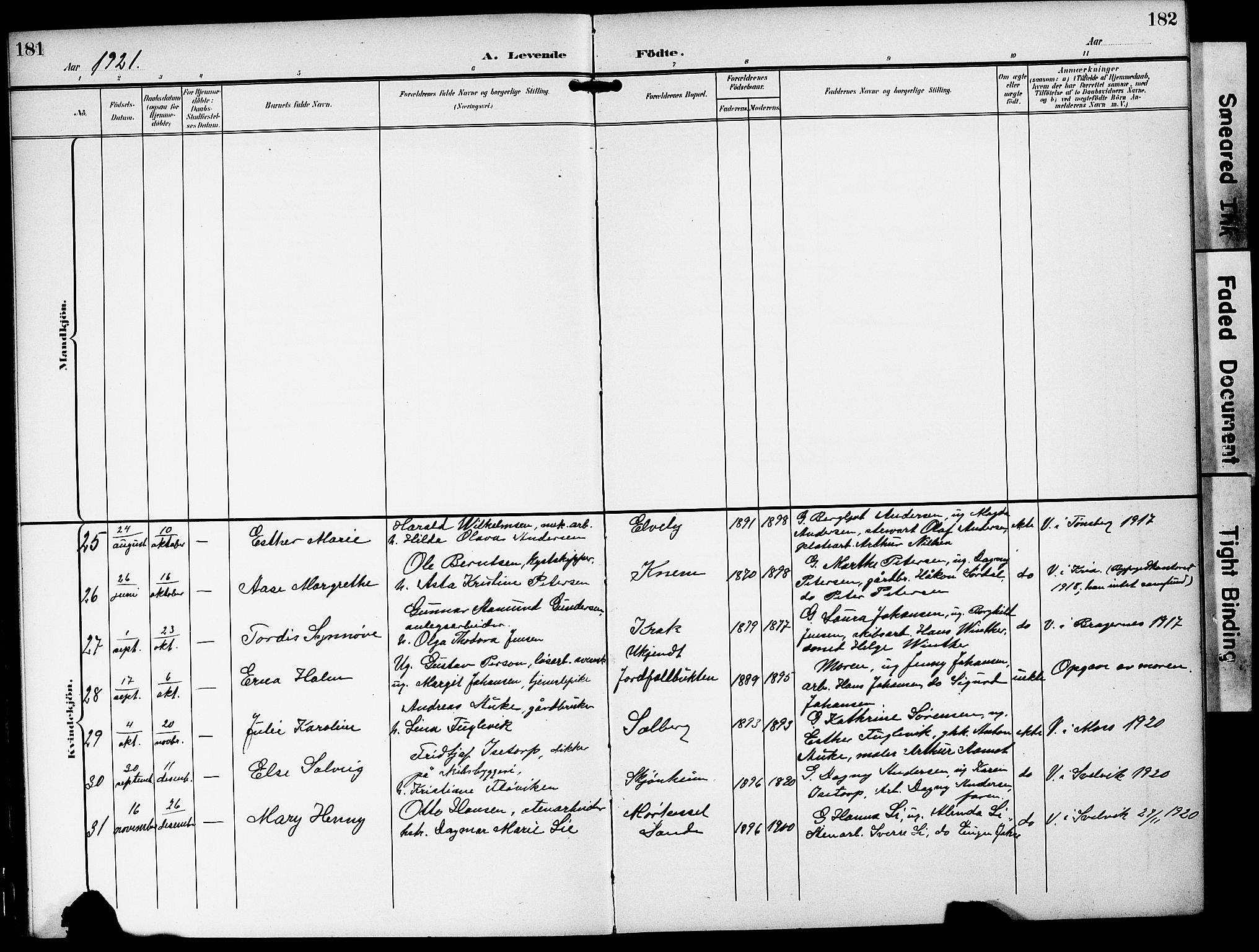 Strømm kirkebøker, AV/SAKO-A-322/G/Ga/L0004: Parish register (copy) no. I 4, 1897-1927, p. 181-182