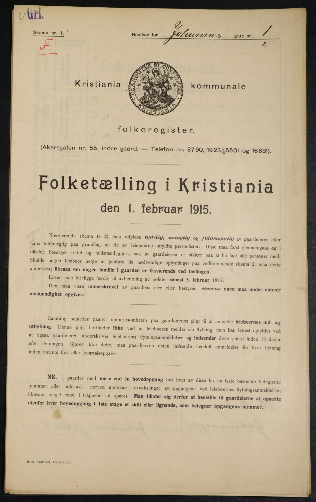 OBA, Municipal Census 1915 for Kristiania, 1915, p. 46702