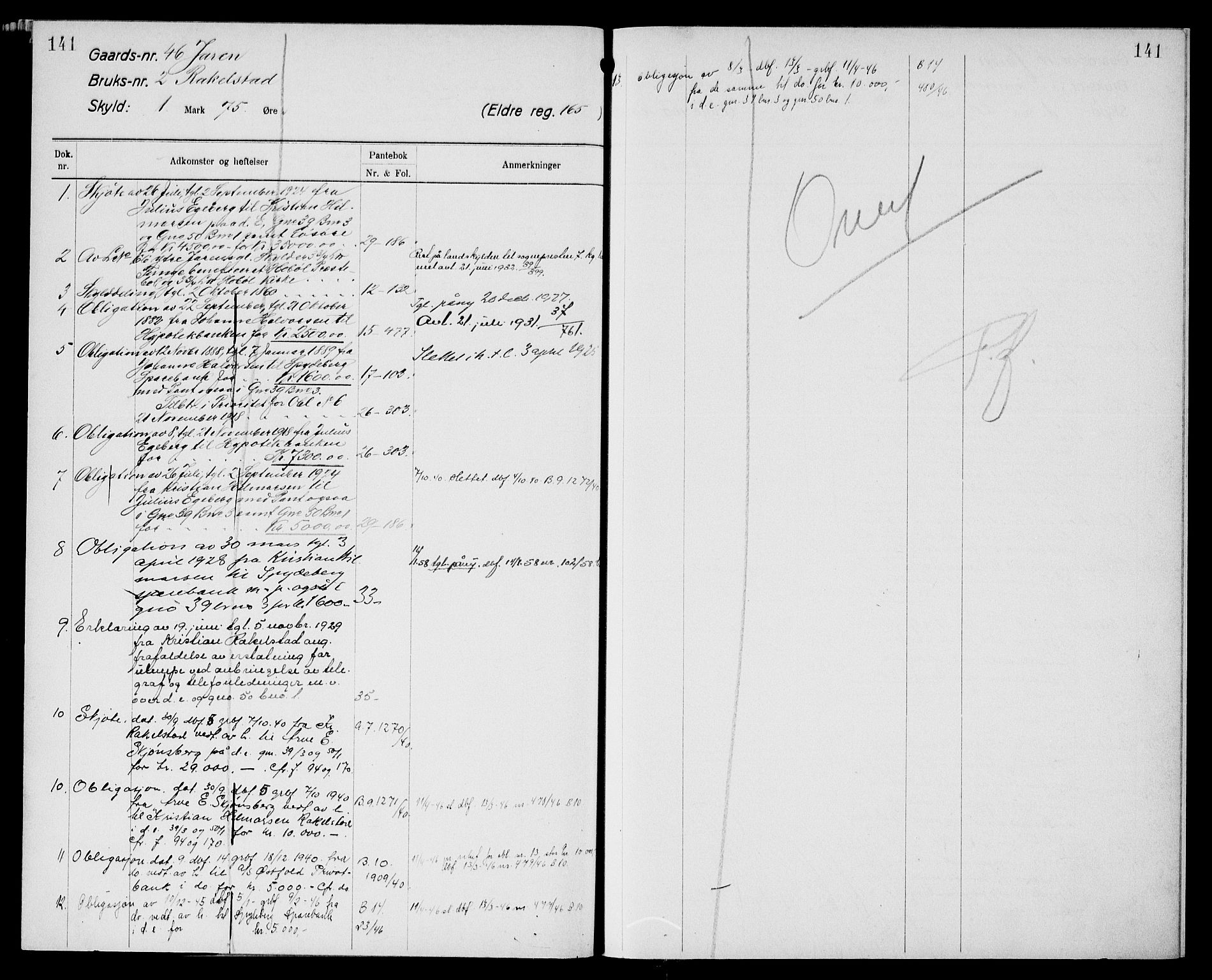 Moss sorenskriveri, SAO/A-10168: Mortgage register no. X 2, 1733-1961, p. 141