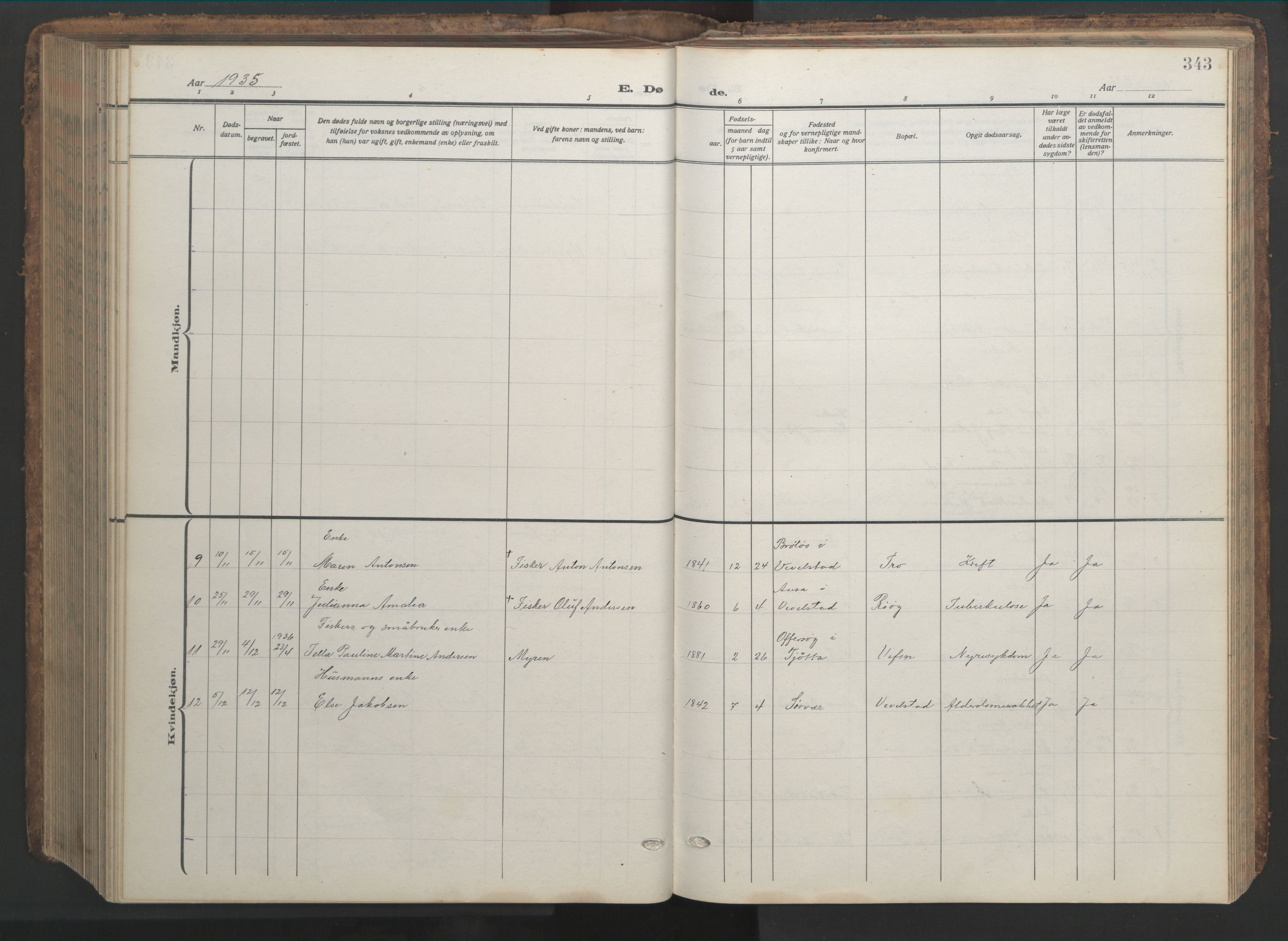 Ministerialprotokoller, klokkerbøker og fødselsregistre - Nordland, AV/SAT-A-1459/817/L0269: Parish register (copy) no. 817C04, 1921-1949, p. 343