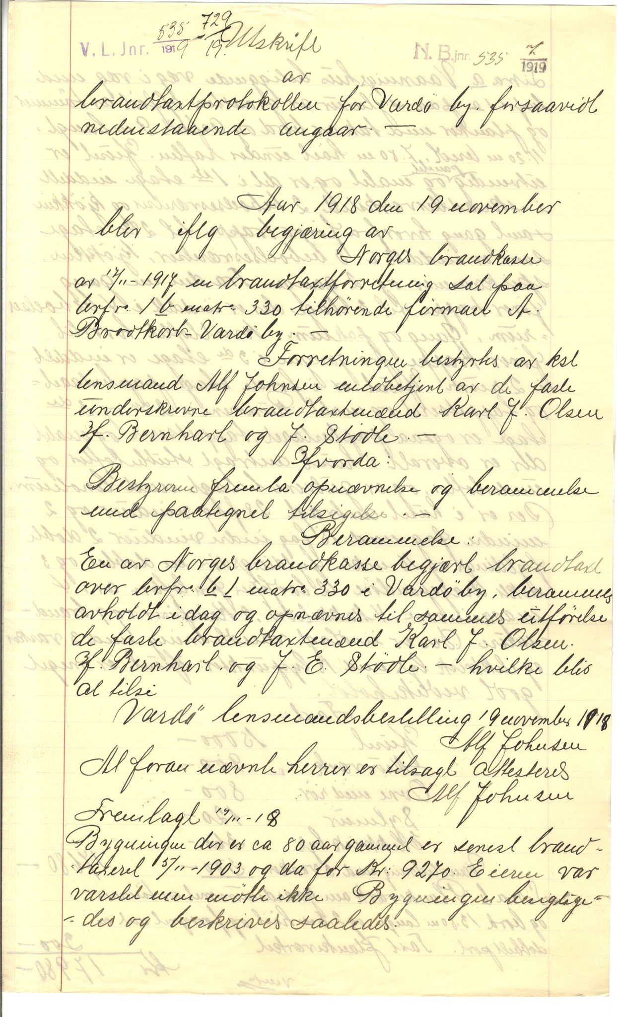 Brodtkorb handel A/S, VAMU/A-0001/Q/Qb/L0002: Skjøter og grunnbrev i Vardø by, 1852-1949, p. 94