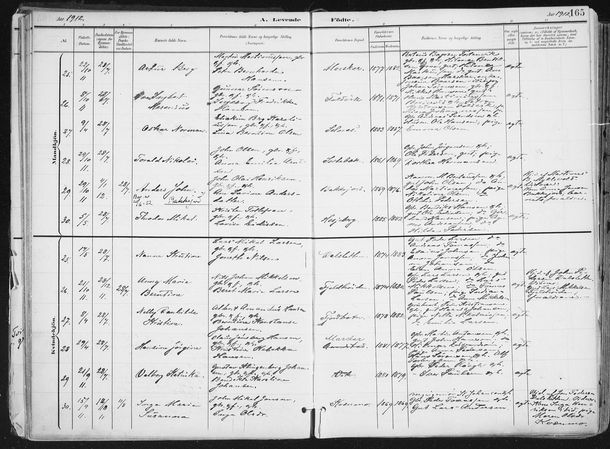 Ibestad sokneprestembete, AV/SATØ-S-0077/H/Ha/Haa/L0017kirke: Parish register (official) no. 17, 1901-1914, p. 165