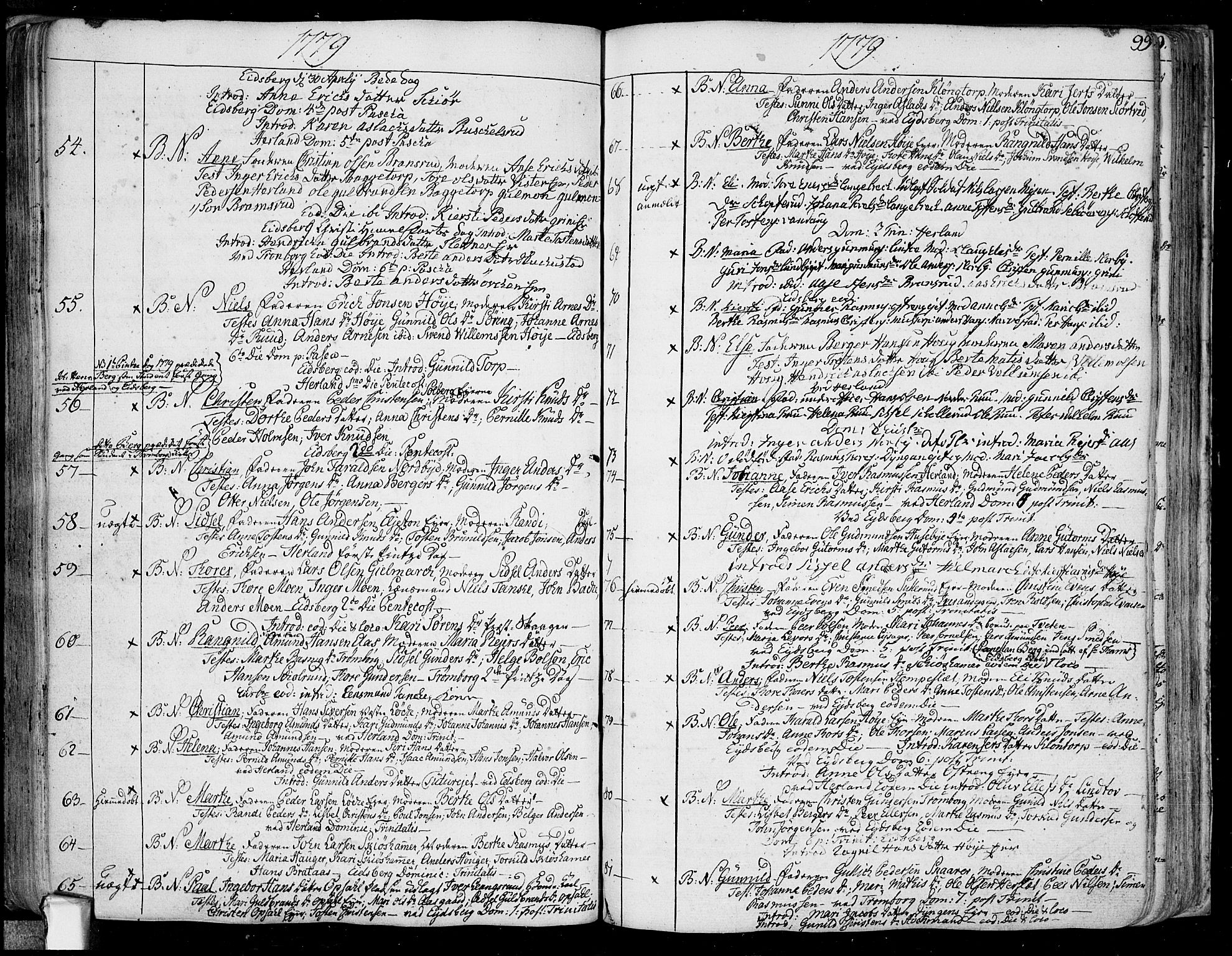 Eidsberg prestekontor Kirkebøker, SAO/A-10905/F/Fa/L0004: Parish register (official) no. I 4, 1759-1788, p. 99