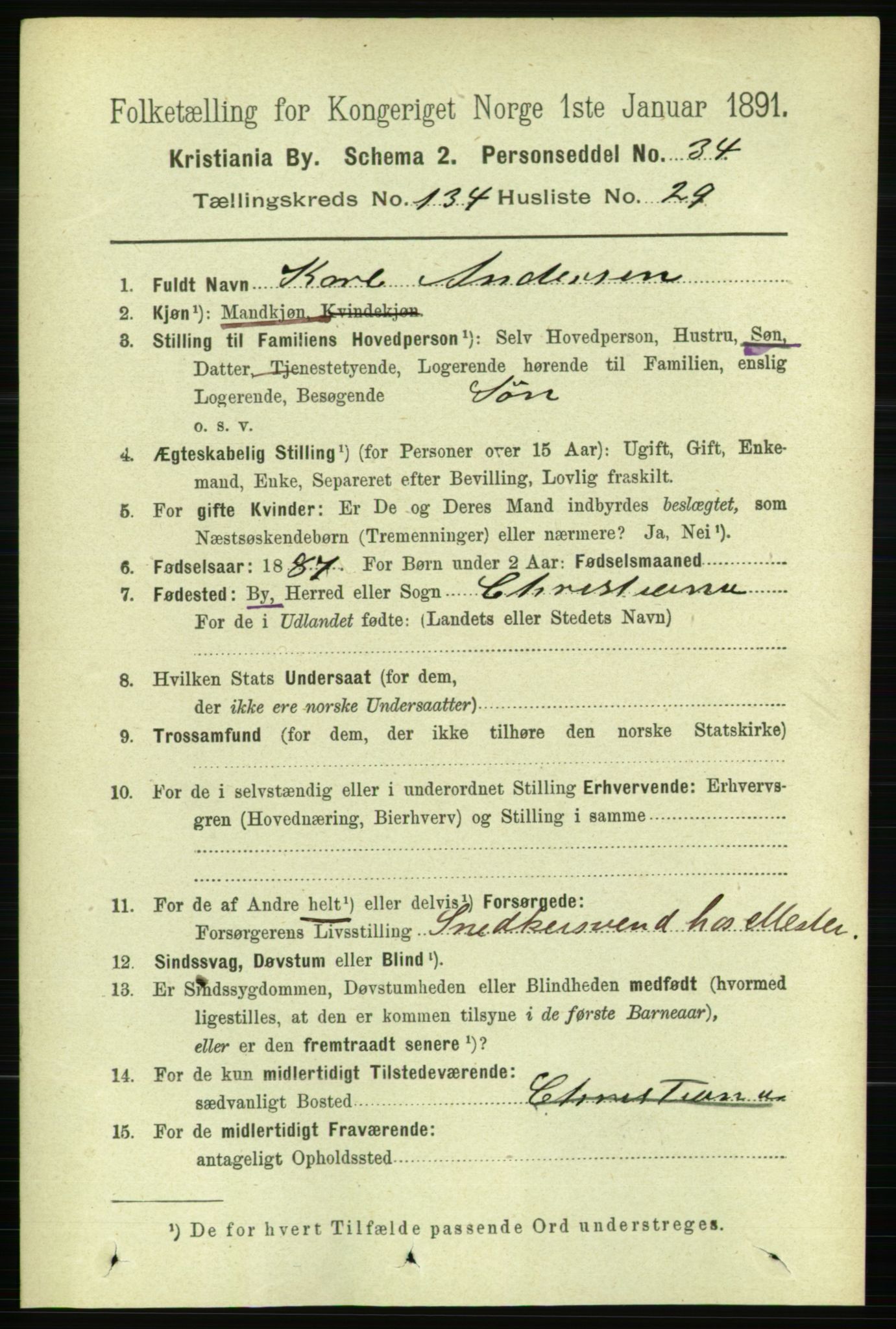 RA, 1891 census for 0301 Kristiania, 1891, p. 74087