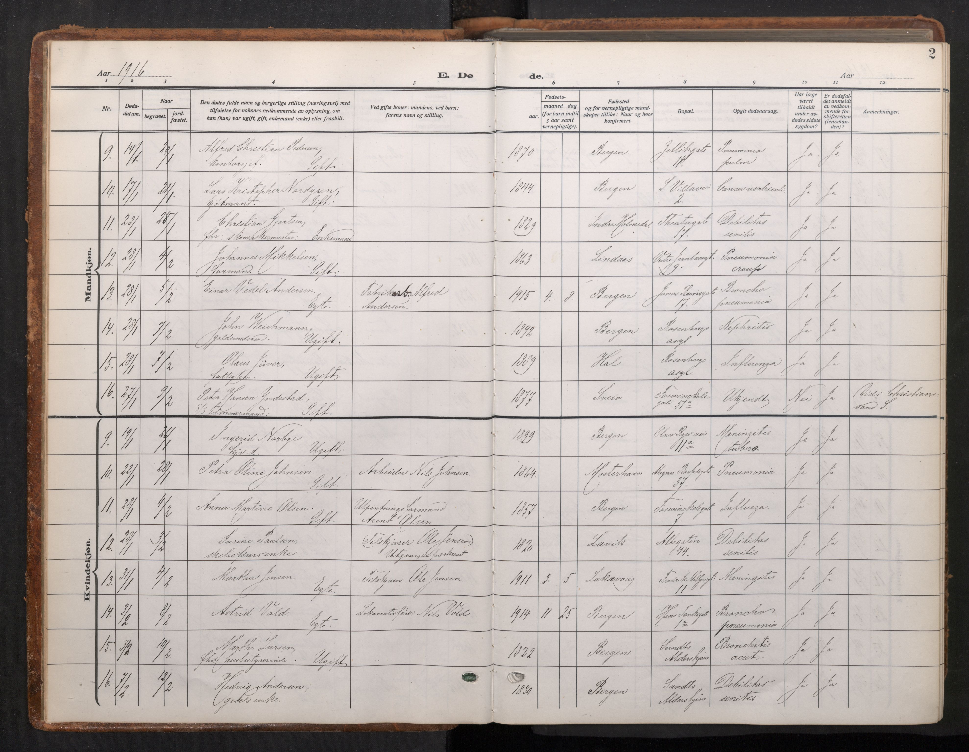 Johanneskirken sokneprestembete, AV/SAB-A-76001/H/Haa/L0020: Parish register (official) no. E 2, 1916-1951, p. 2