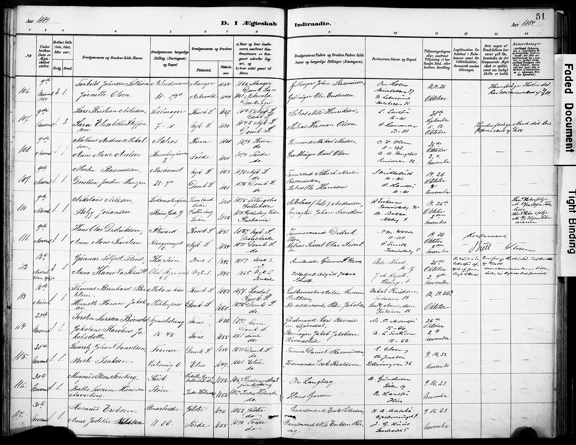 Domkirken sokneprestembete, AV/SAB-A-74801/H/Haa/L0037: Parish register (official) no. D 4, 1880-1907, p. 51