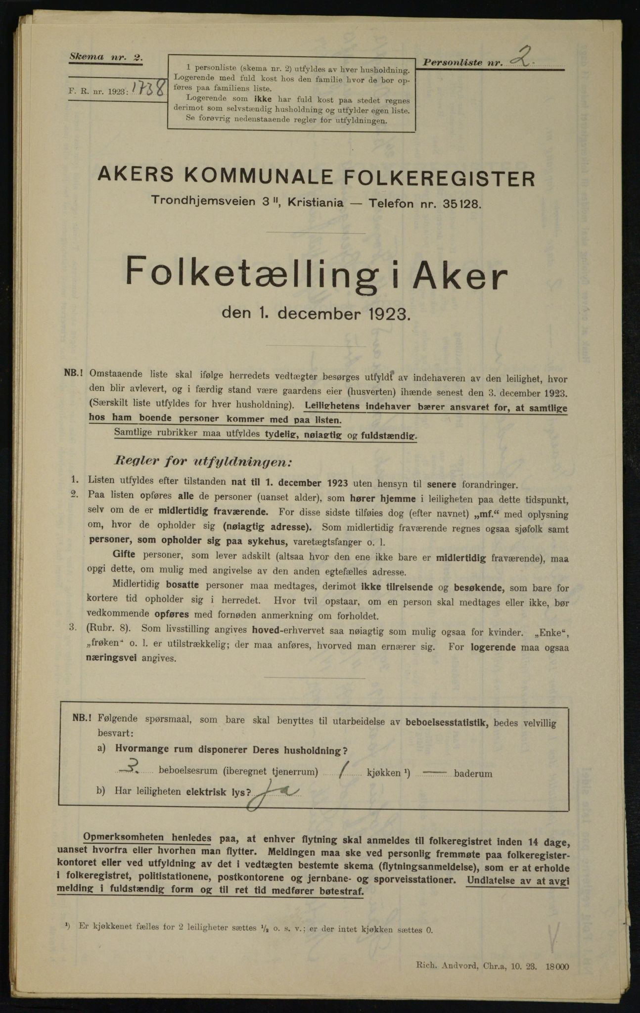 , Municipal Census 1923 for Aker, 1923, p. 18981