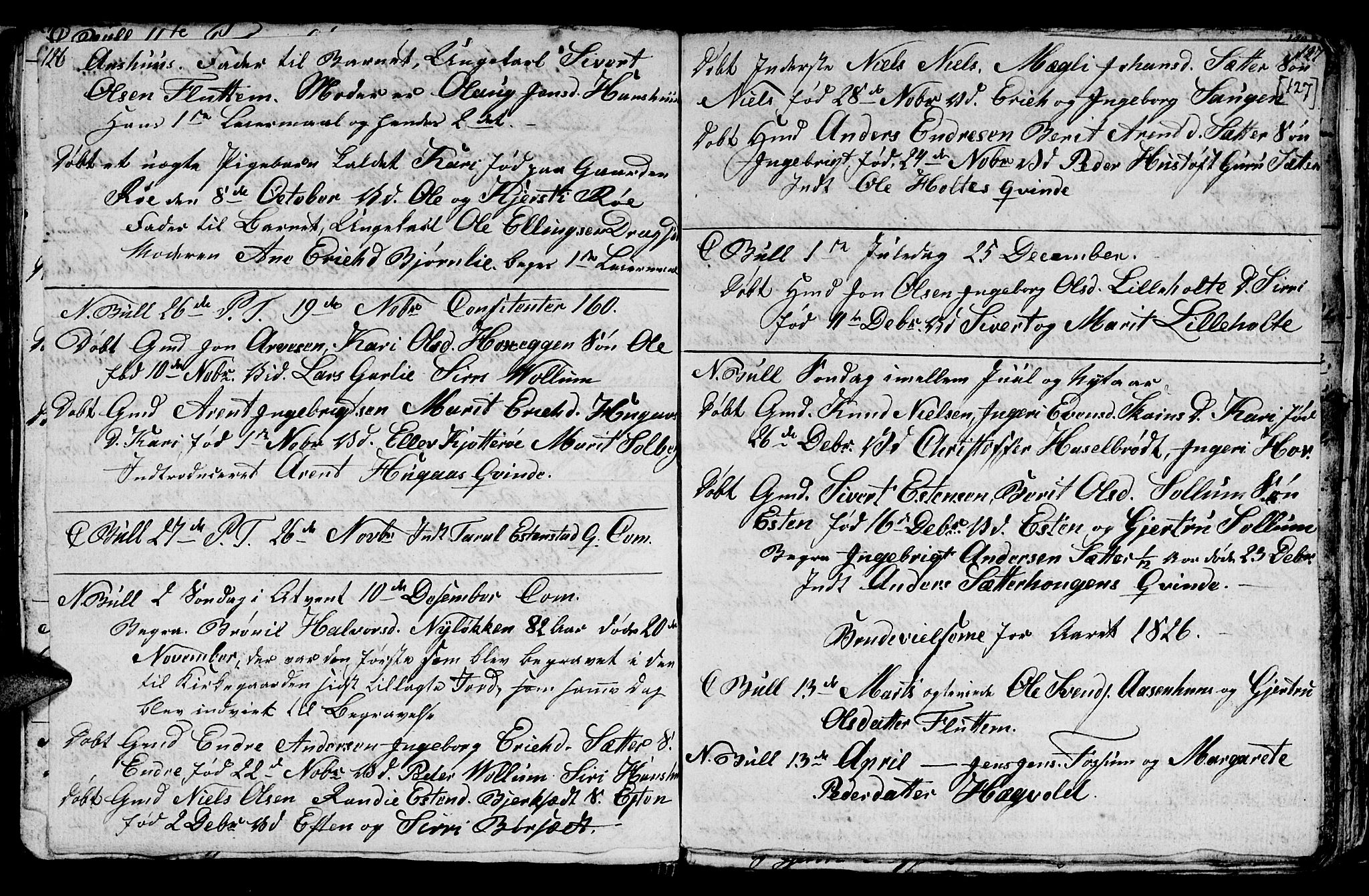 Ministerialprotokoller, klokkerbøker og fødselsregistre - Sør-Trøndelag, SAT/A-1456/689/L1042: Parish register (copy) no. 689C01, 1812-1841, p. 126-127
