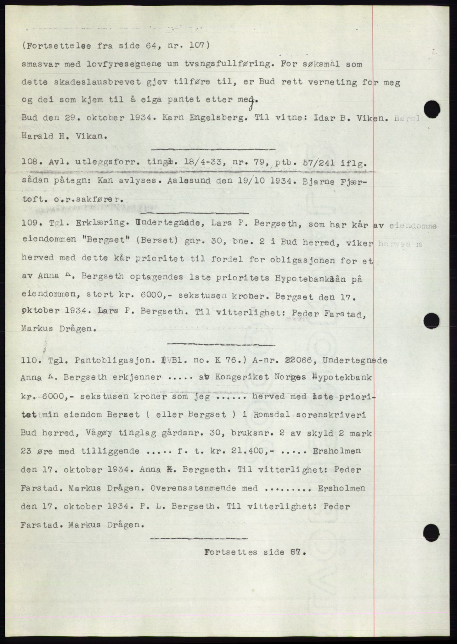 Romsdal sorenskriveri, AV/SAT-A-4149/1/2/2C/L0066: Mortgage book no. 60, 1934-1935, Deed date: 01.11.1934