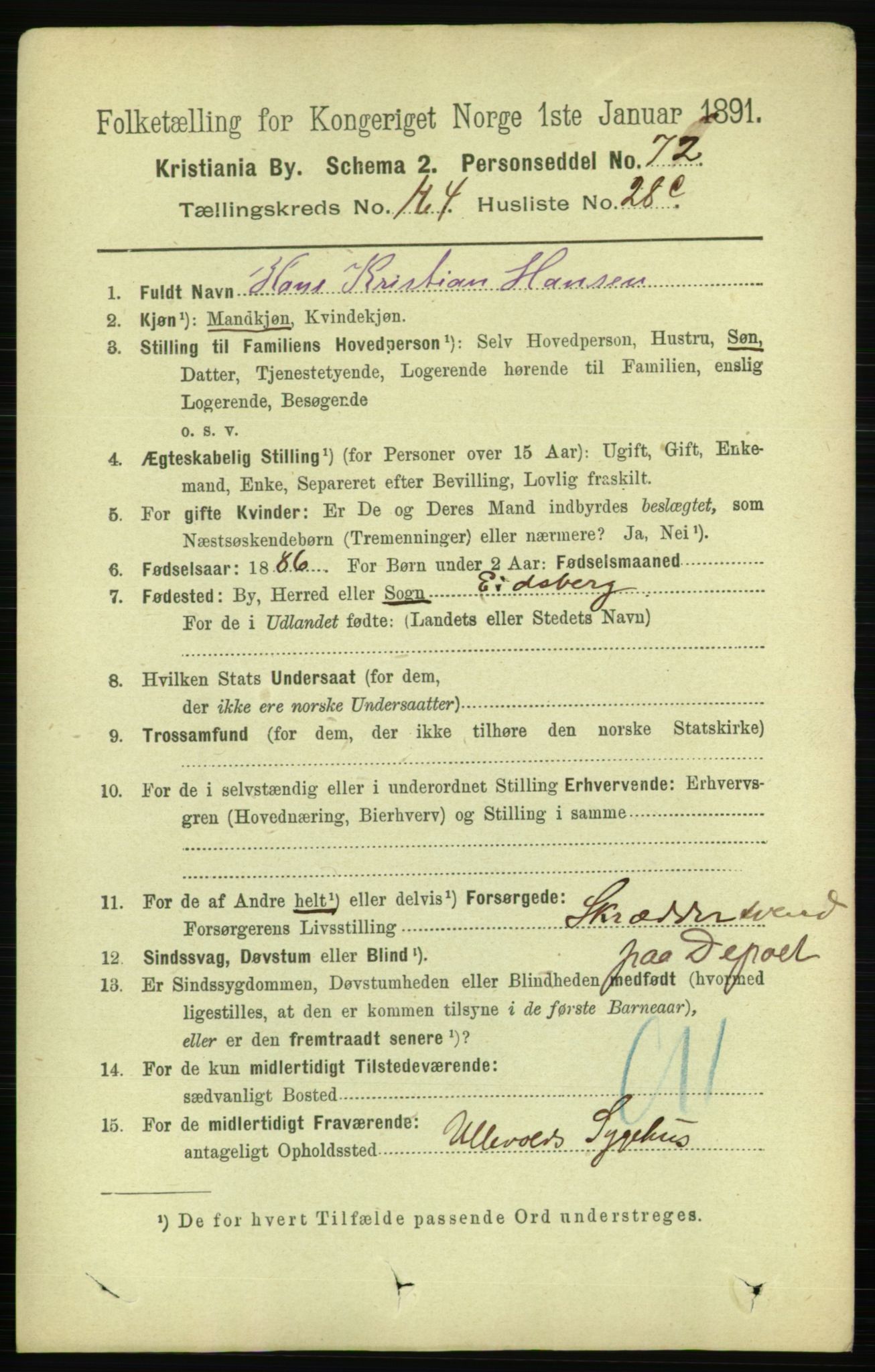 RA, 1891 census for 0301 Kristiania, 1891, p. 95256