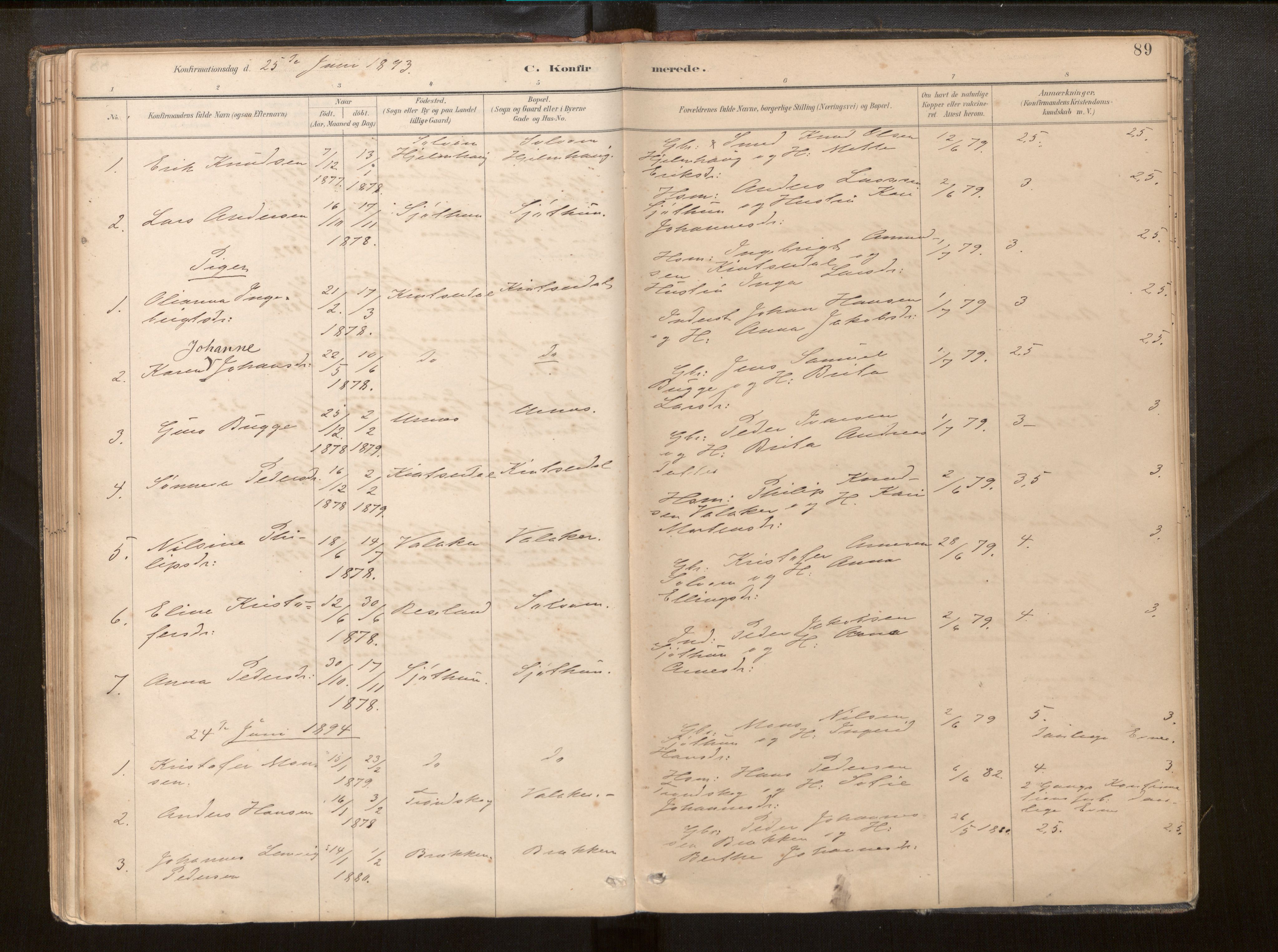 Hafslo sokneprestembete, AV/SAB-A-80301/H/Haa/Haac/L0001: Parish register (official) no. C 1, 1886-1944, p. 89