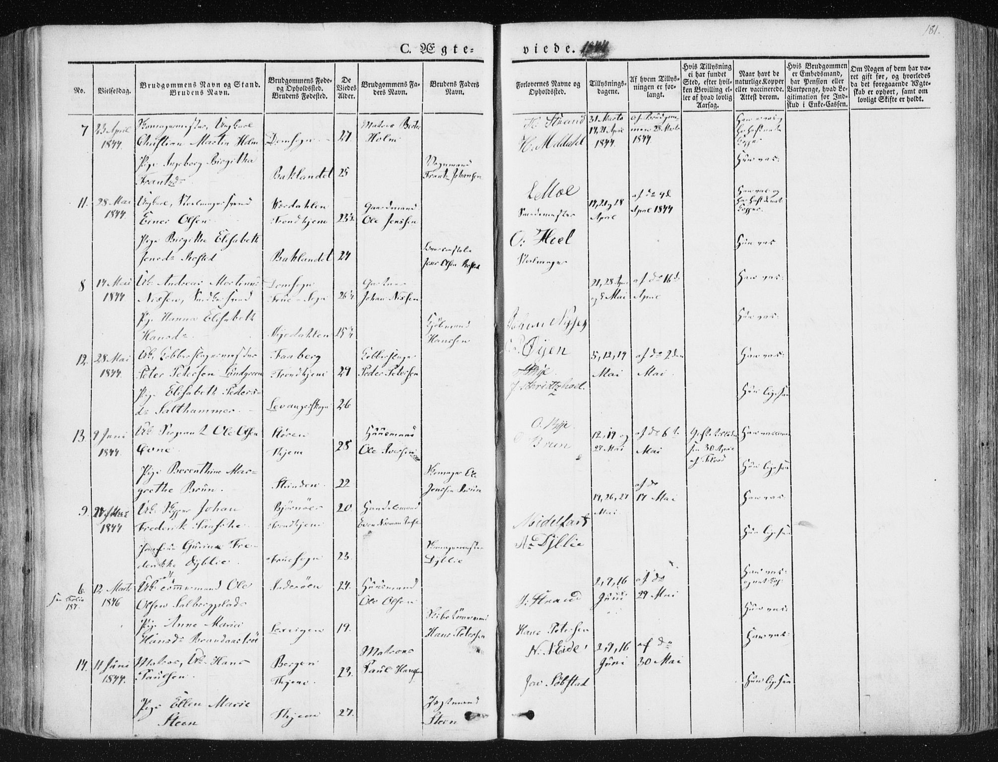 Ministerialprotokoller, klokkerbøker og fødselsregistre - Sør-Trøndelag, SAT/A-1456/602/L0110: Parish register (official) no. 602A08, 1840-1854, p. 181