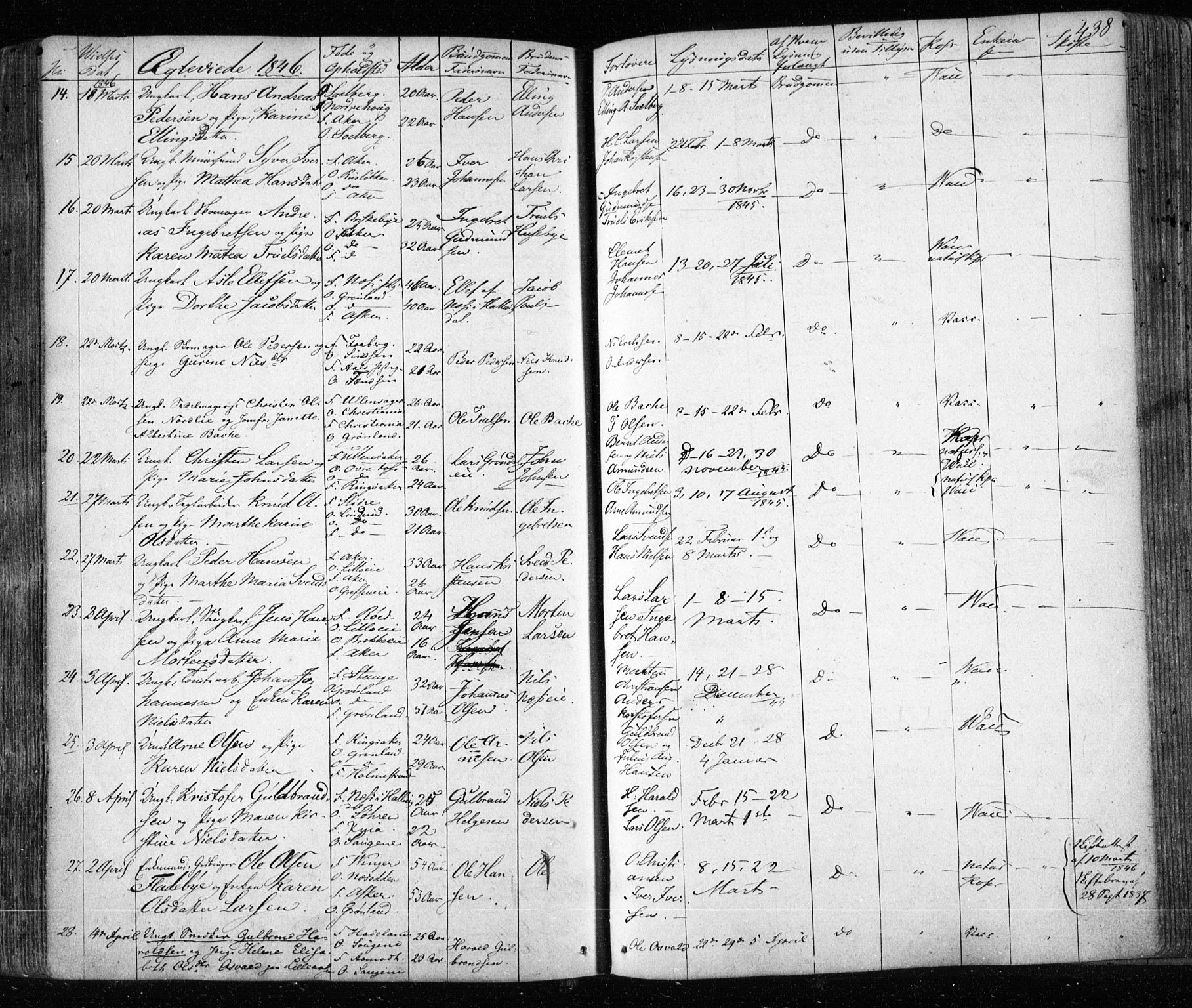 Aker prestekontor kirkebøker, AV/SAO-A-10861/F/L0019: Parish register (official) no. 19, 1842-1852, p. 438