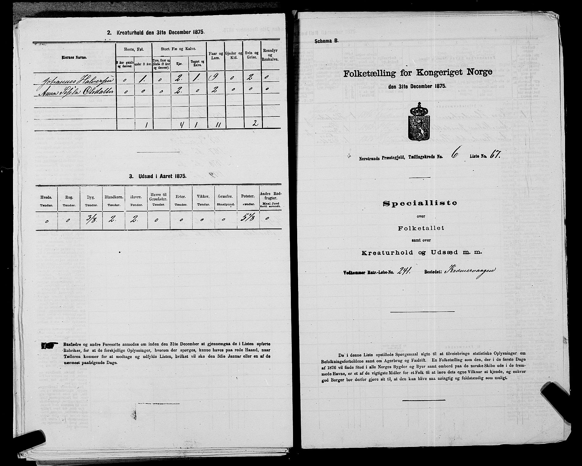 SAST, 1875 census for 1139P Nedstrand, 1875, p. 773