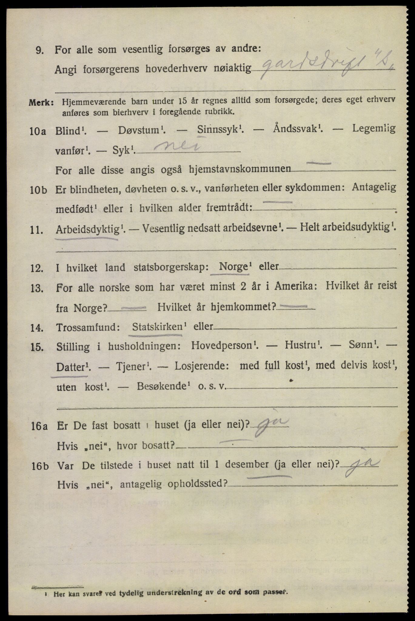 SAKO, 1920 census for Lunde, 1920, p. 2988