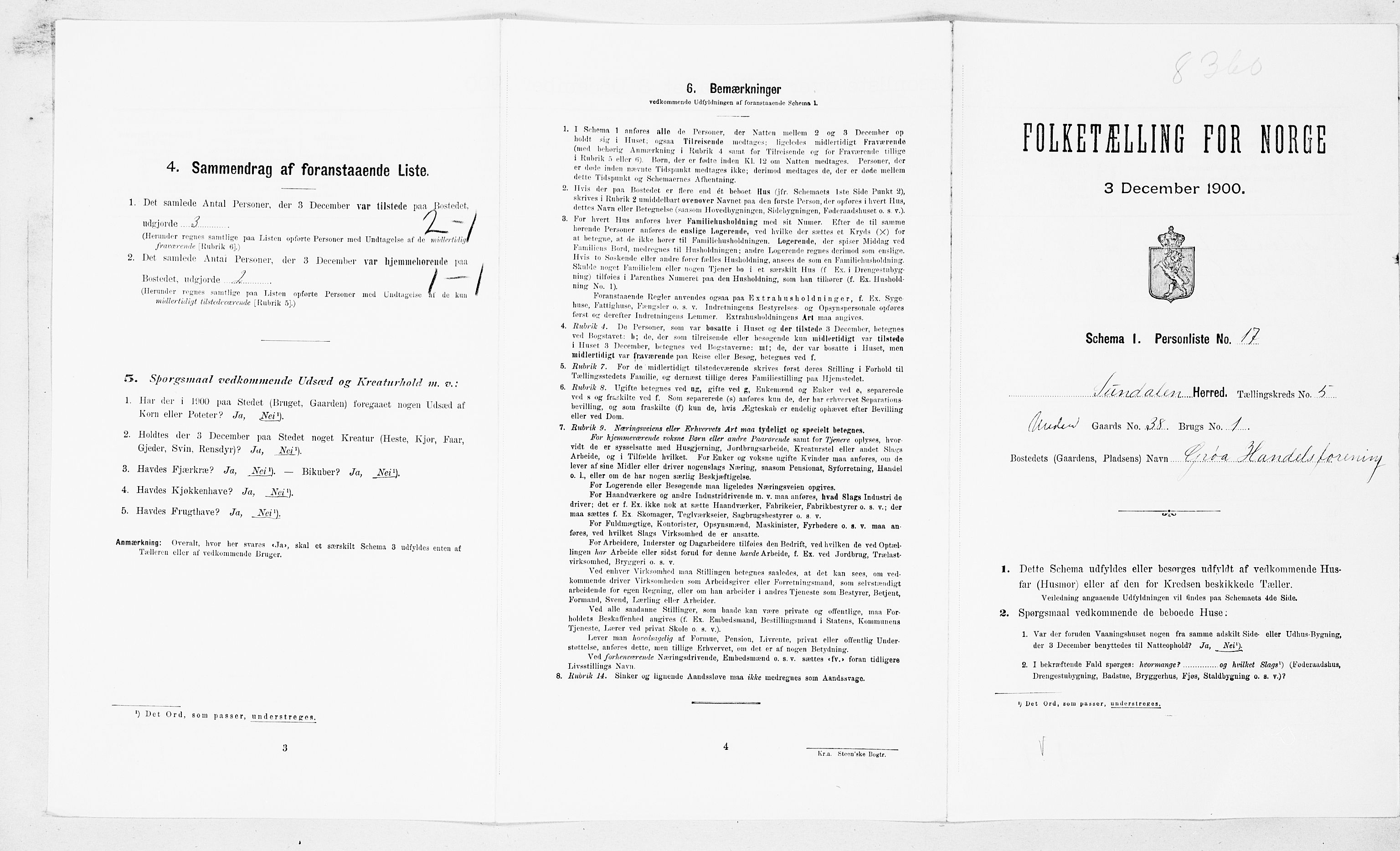 SAT, 1900 census for Sunndal, 1900, p. 328