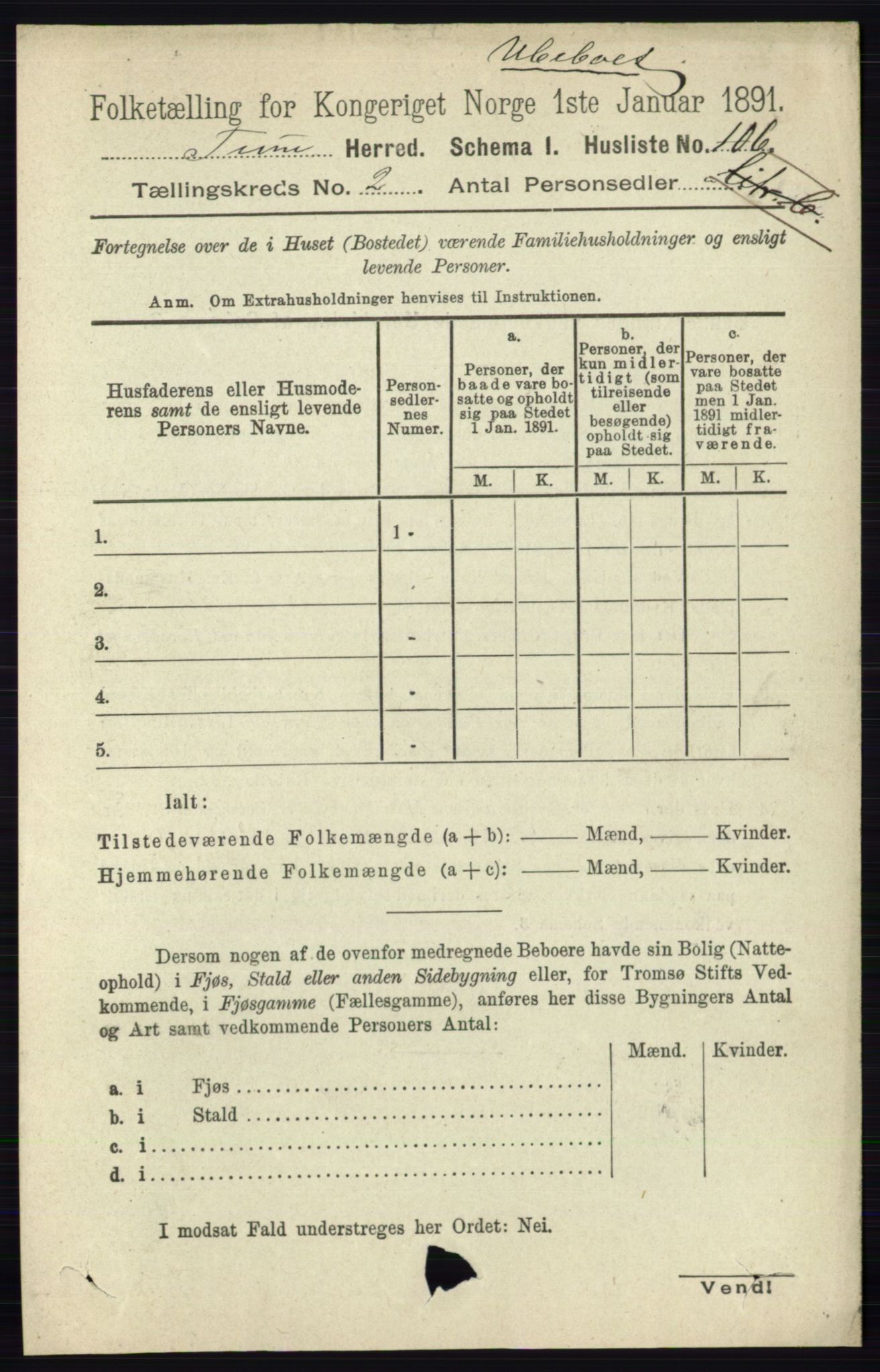 RA, 1891 census for 0130 Tune, 1891, p. 735