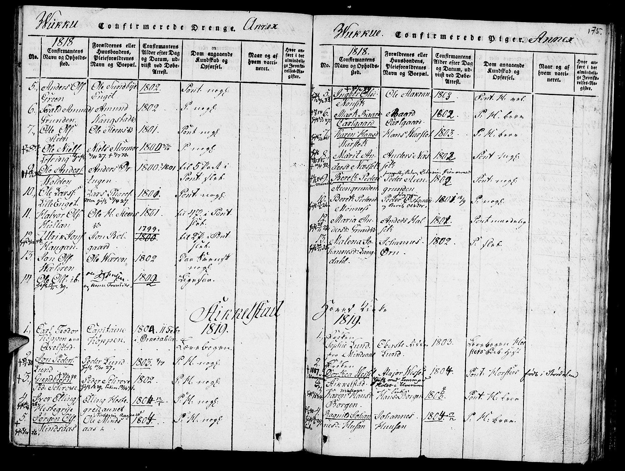 Ministerialprotokoller, klokkerbøker og fødselsregistre - Nord-Trøndelag, SAT/A-1458/723/L0234: Parish register (official) no. 723A05 /1, 1816-1840, p. 175