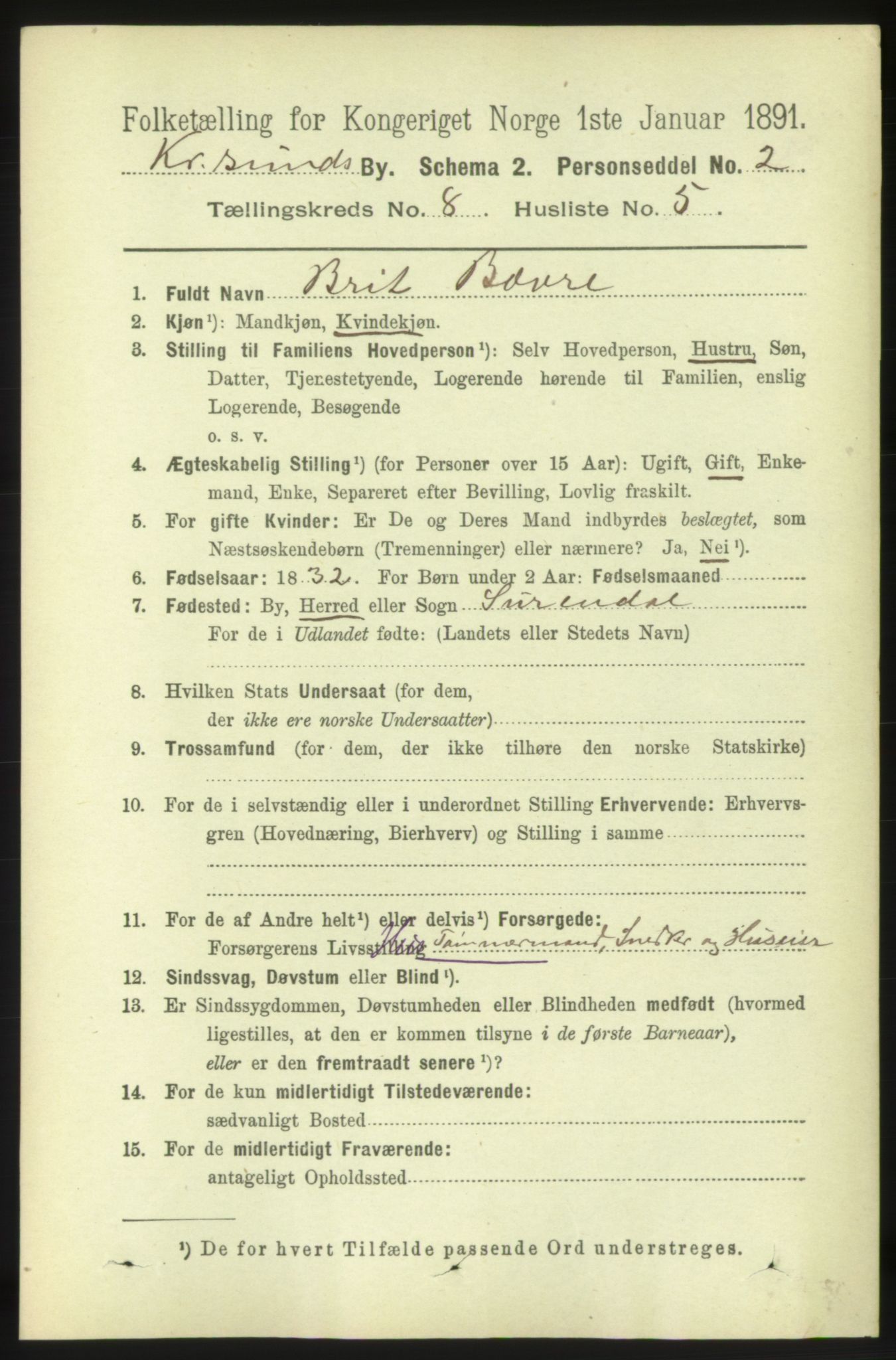 RA, 1891 census for 1503 Kristiansund, 1891, p. 6294