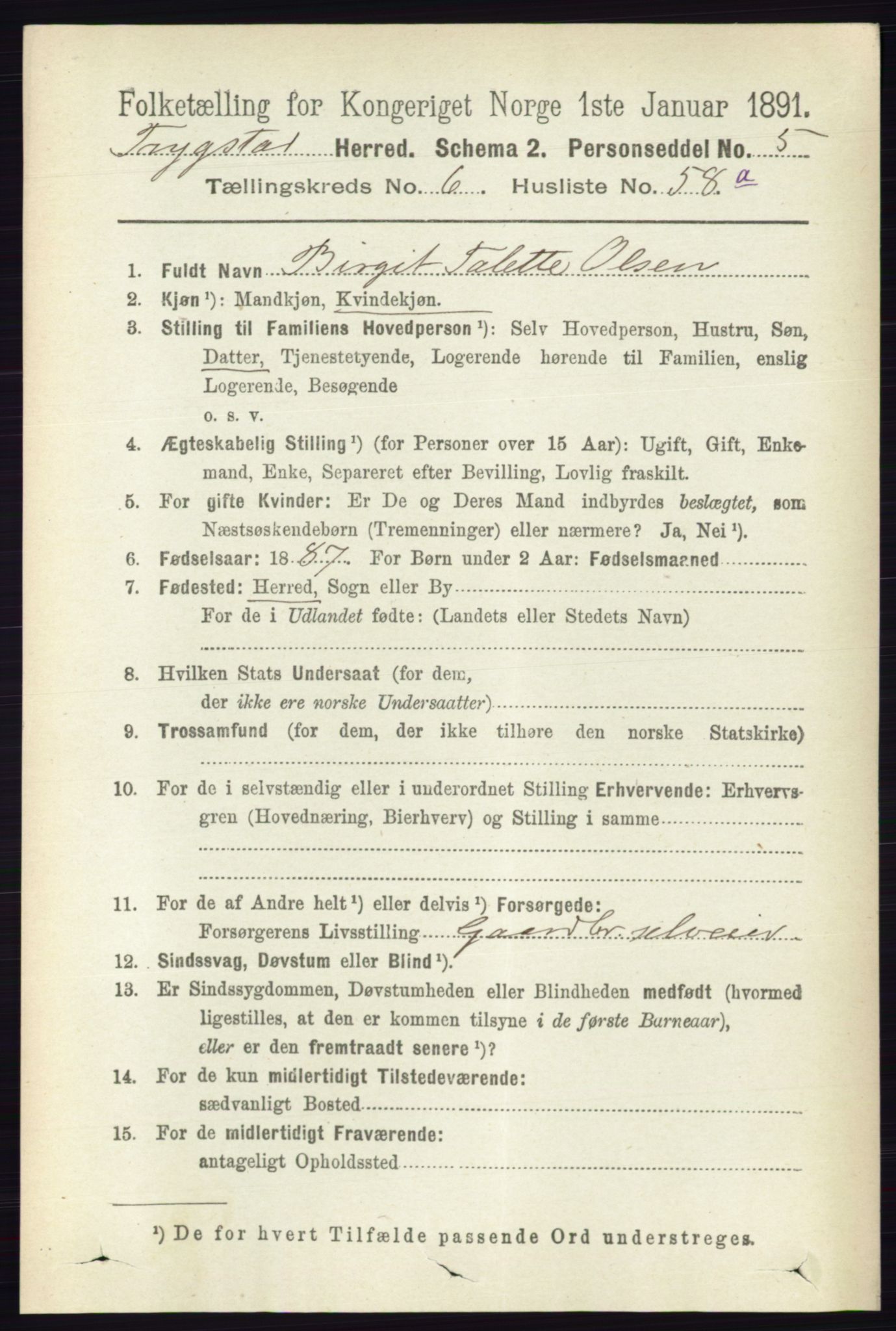 RA, 1891 Census for 0122 Trøgstad, 1891, p. 2829