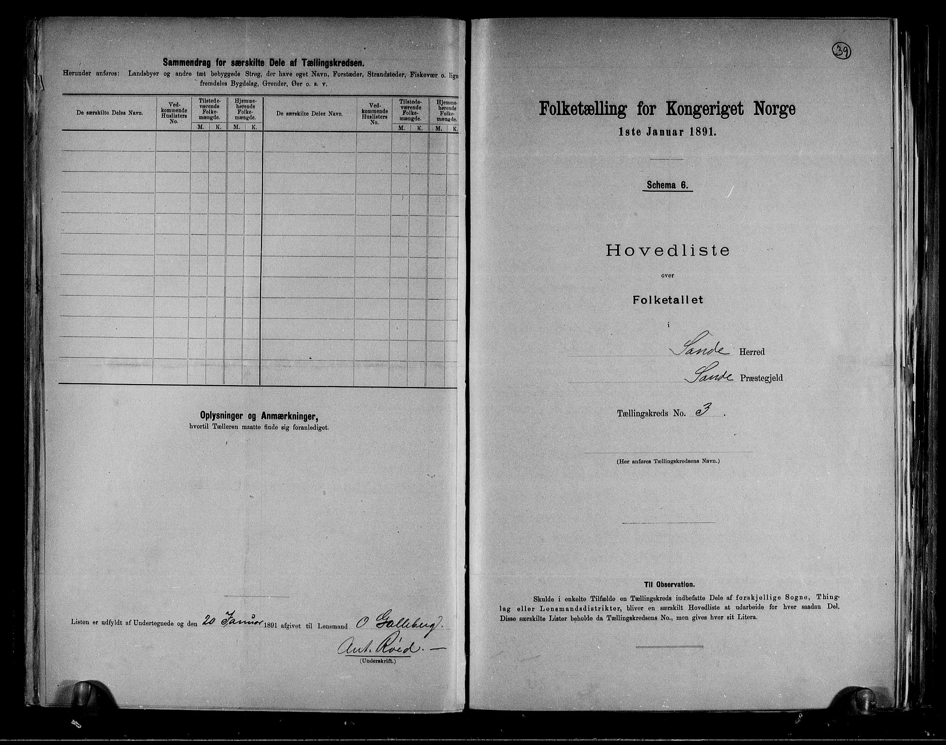 RA, 1891 census for 0713 Sande, 1891, p. 8