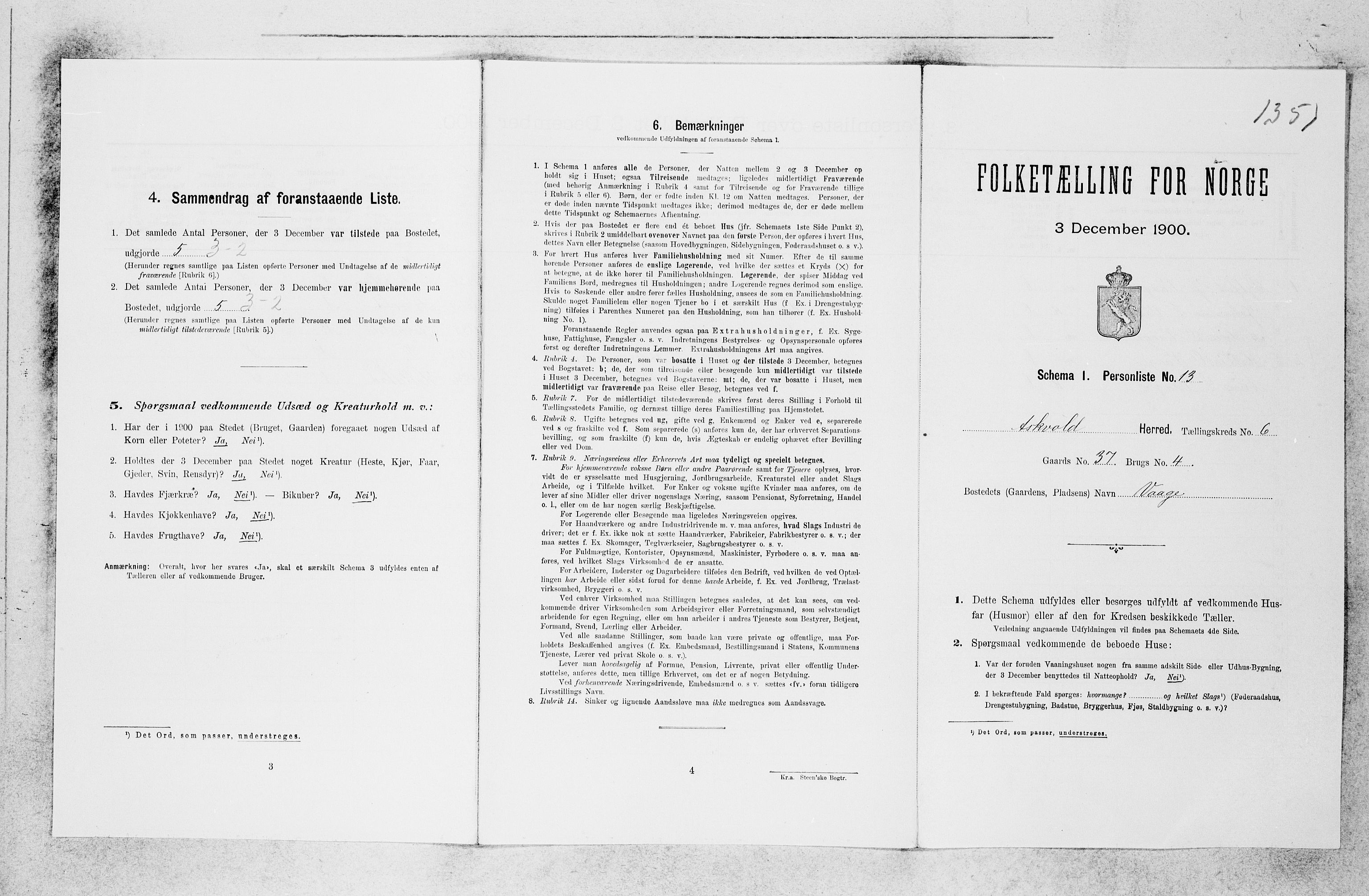 SAB, 1900 census for Askvoll, 1900, p. 492