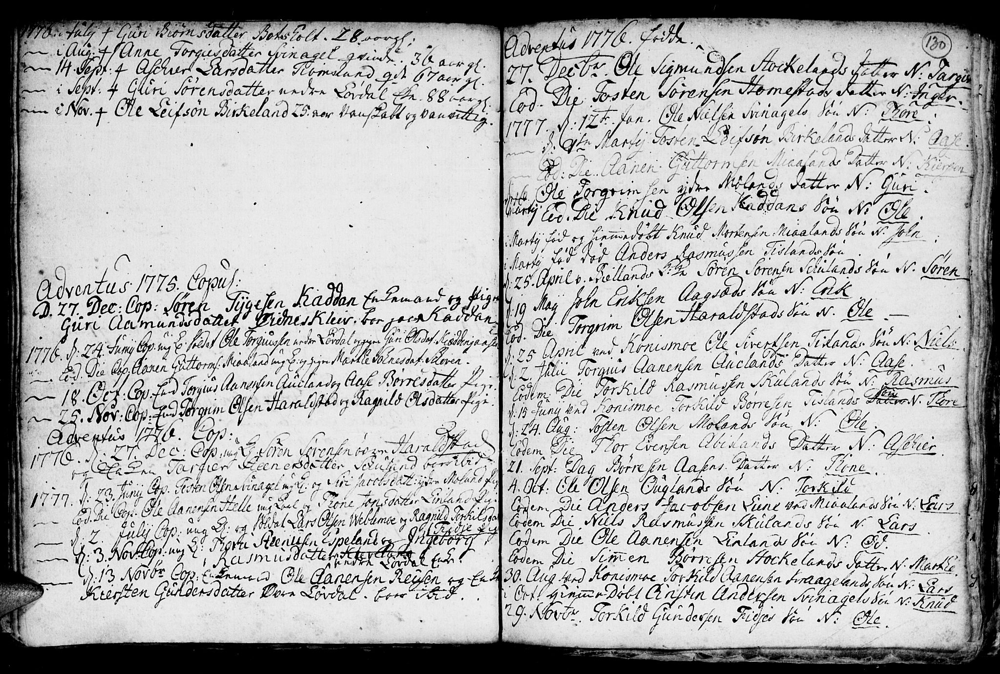 Holum sokneprestkontor, AV/SAK-1111-0022/F/Fb/Fba/L0001: Parish register (copy) no. B 1 /3, 1770-1802, p. 130