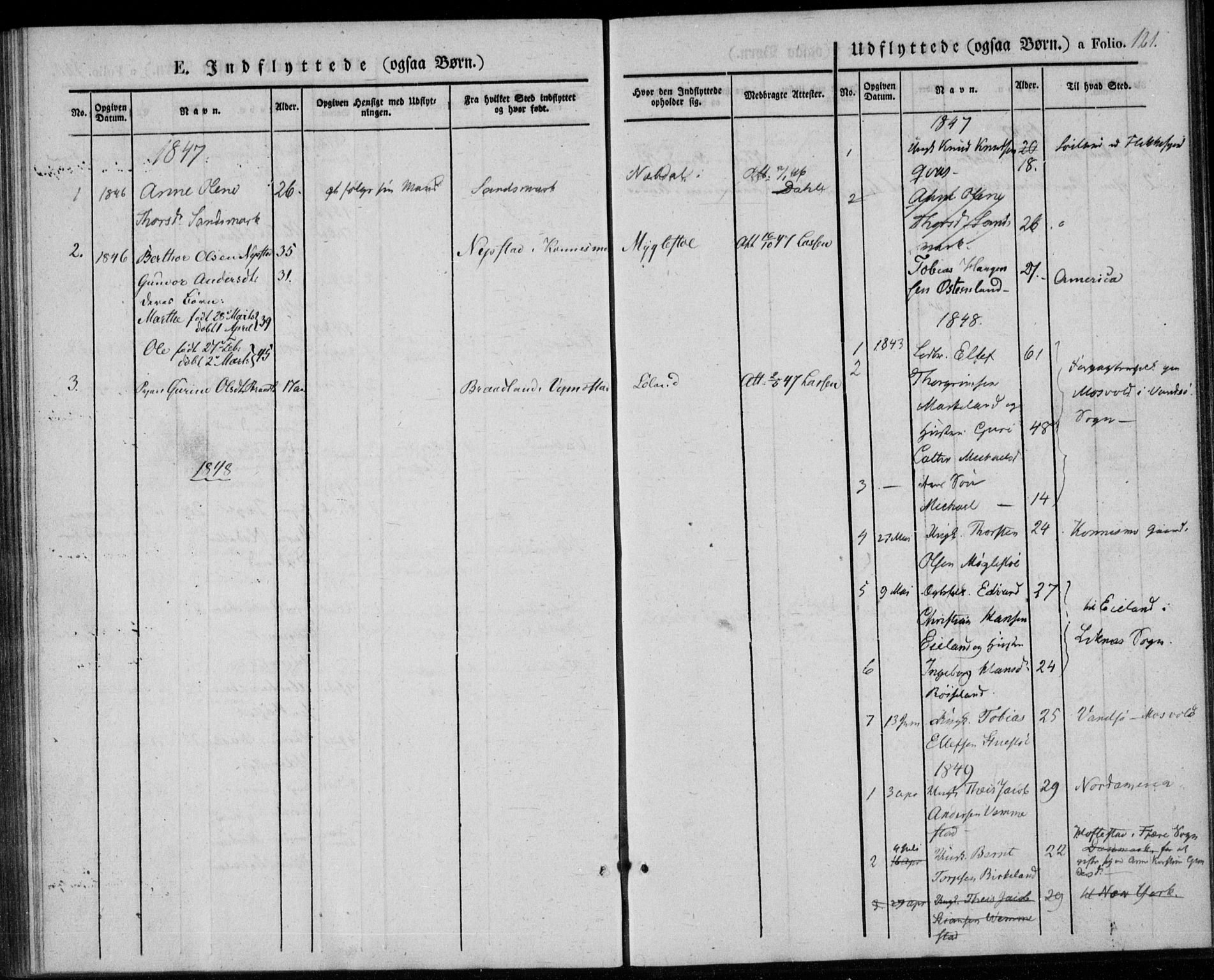 Lyngdal sokneprestkontor, SAK/1111-0029/F/Fa/Fab/L0001: Parish register (official) no. A 1, 1838-1860, p. 121