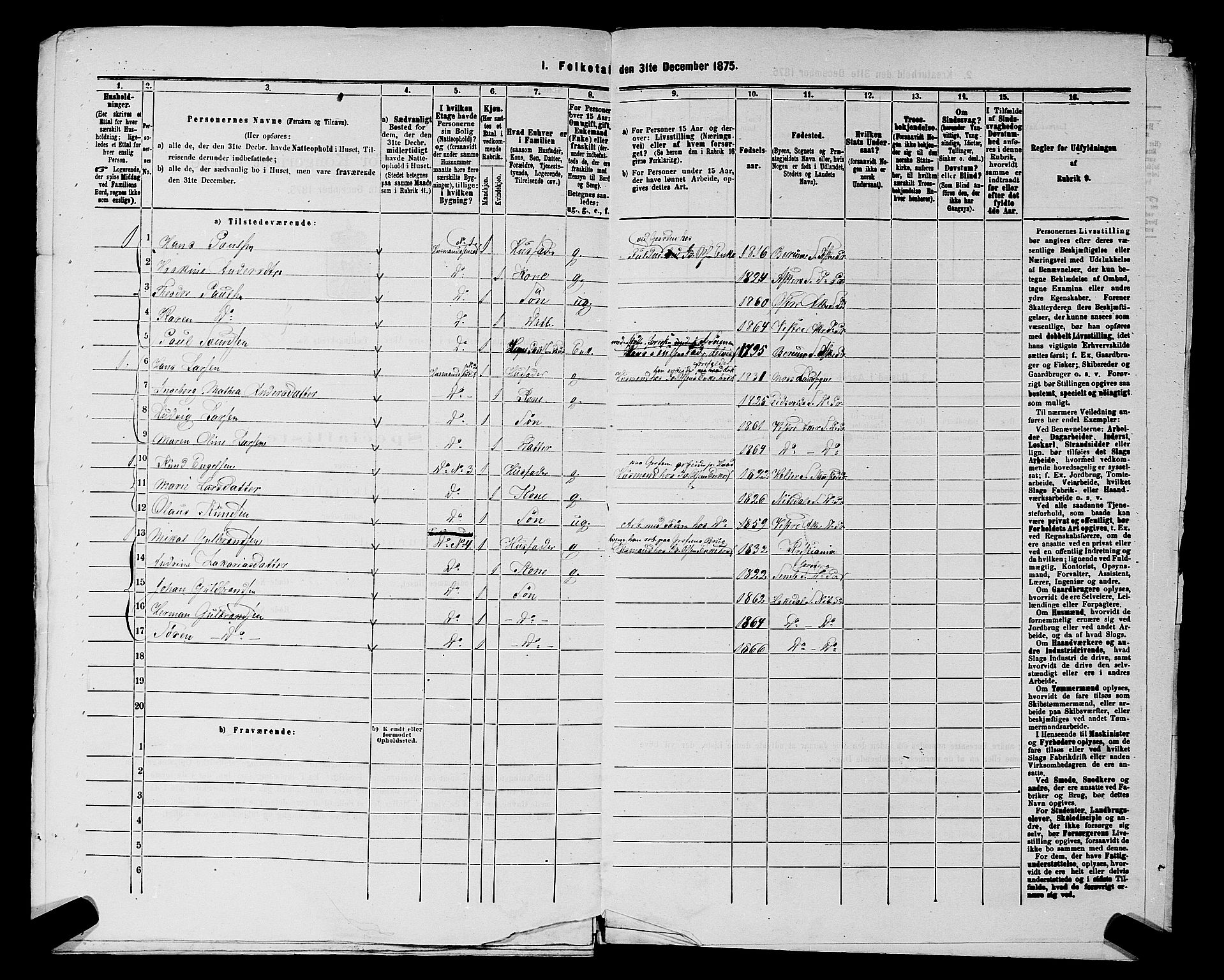 RA, 1875 census for 0218aP Vestre Aker, 1875, p. 1149