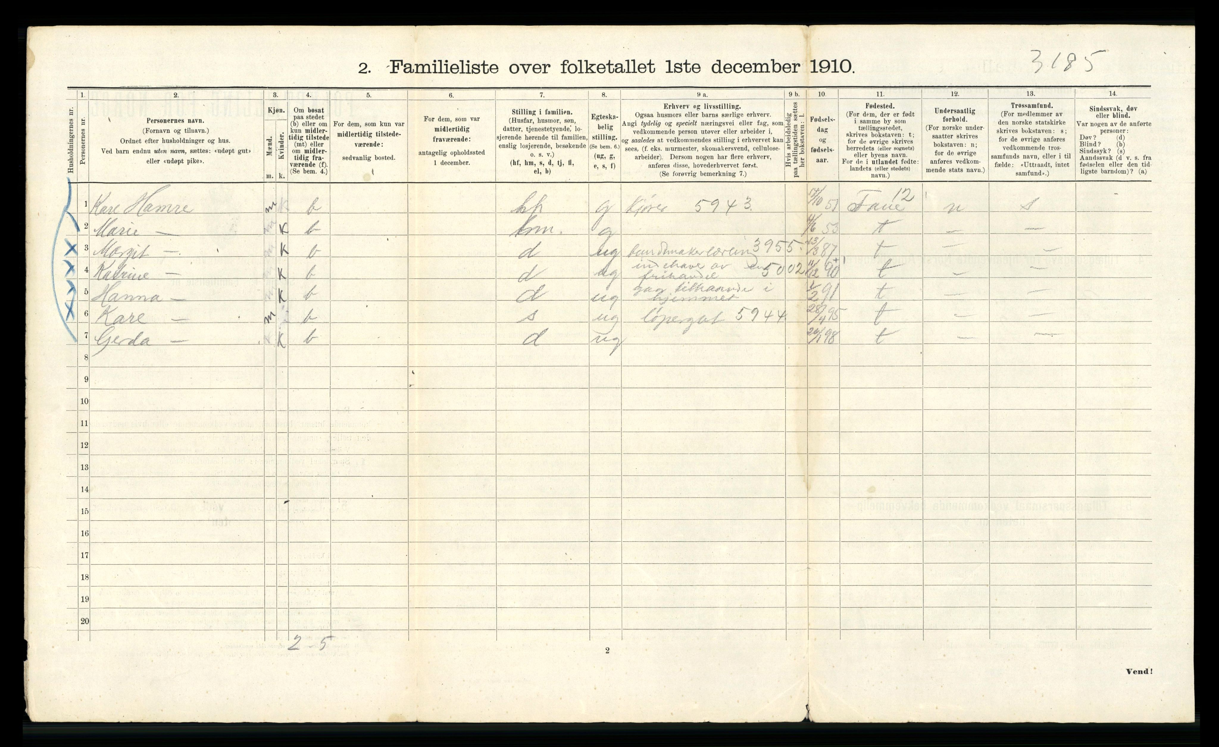 RA, 1910 census for Bergen, 1910, p. 43960