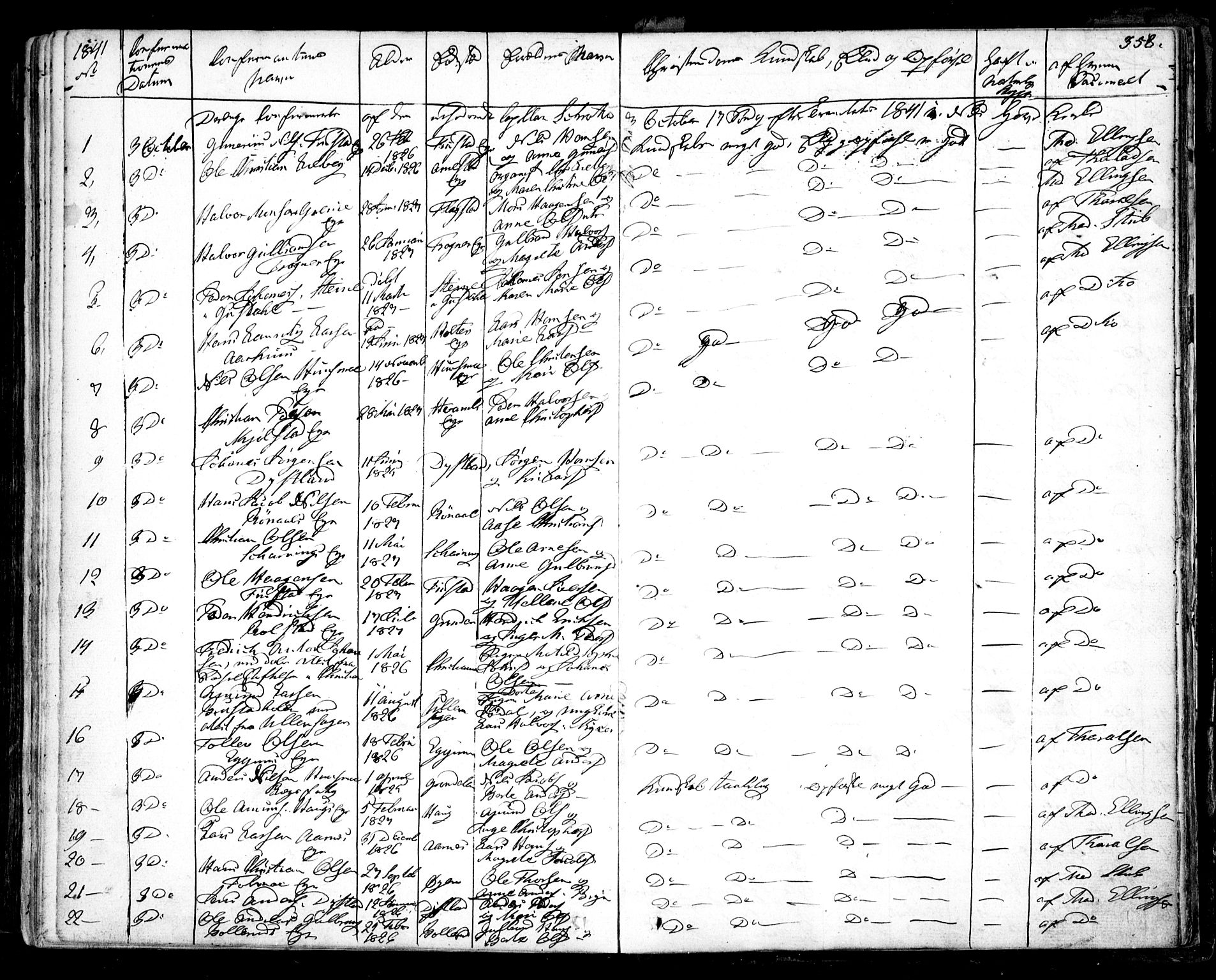 Nes prestekontor Kirkebøker, AV/SAO-A-10410/F/Fa/L0006: Parish register (official) no. I 6, 1833-1845, p. 358