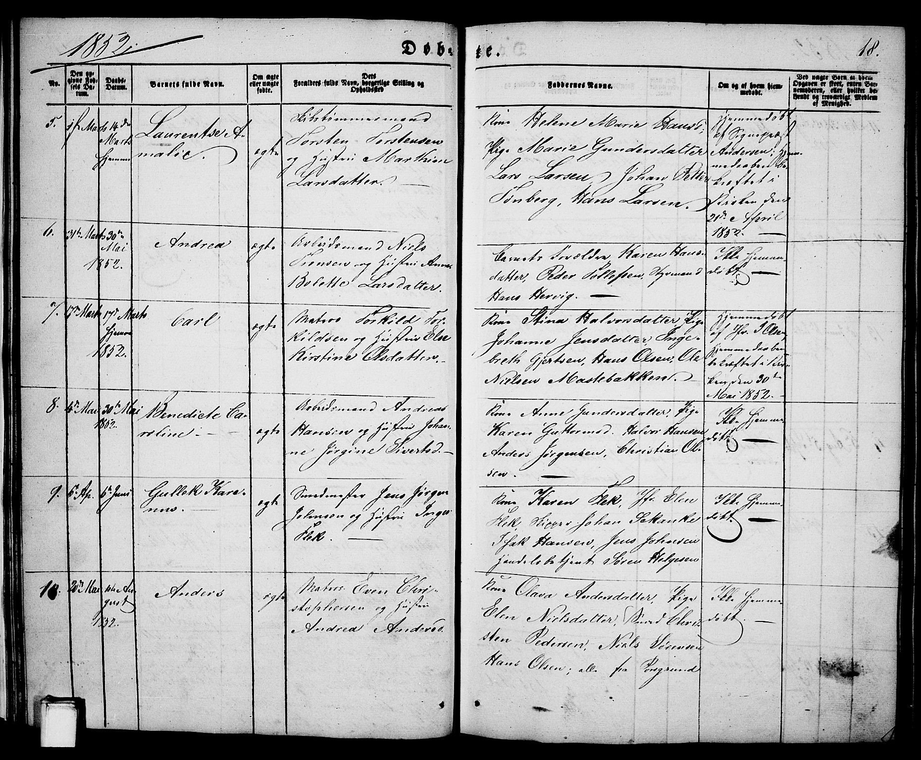 Porsgrunn kirkebøker , SAKO/A-104/G/Ga/L0002: Parish register (copy) no. I 2, 1847-1877, p. 18